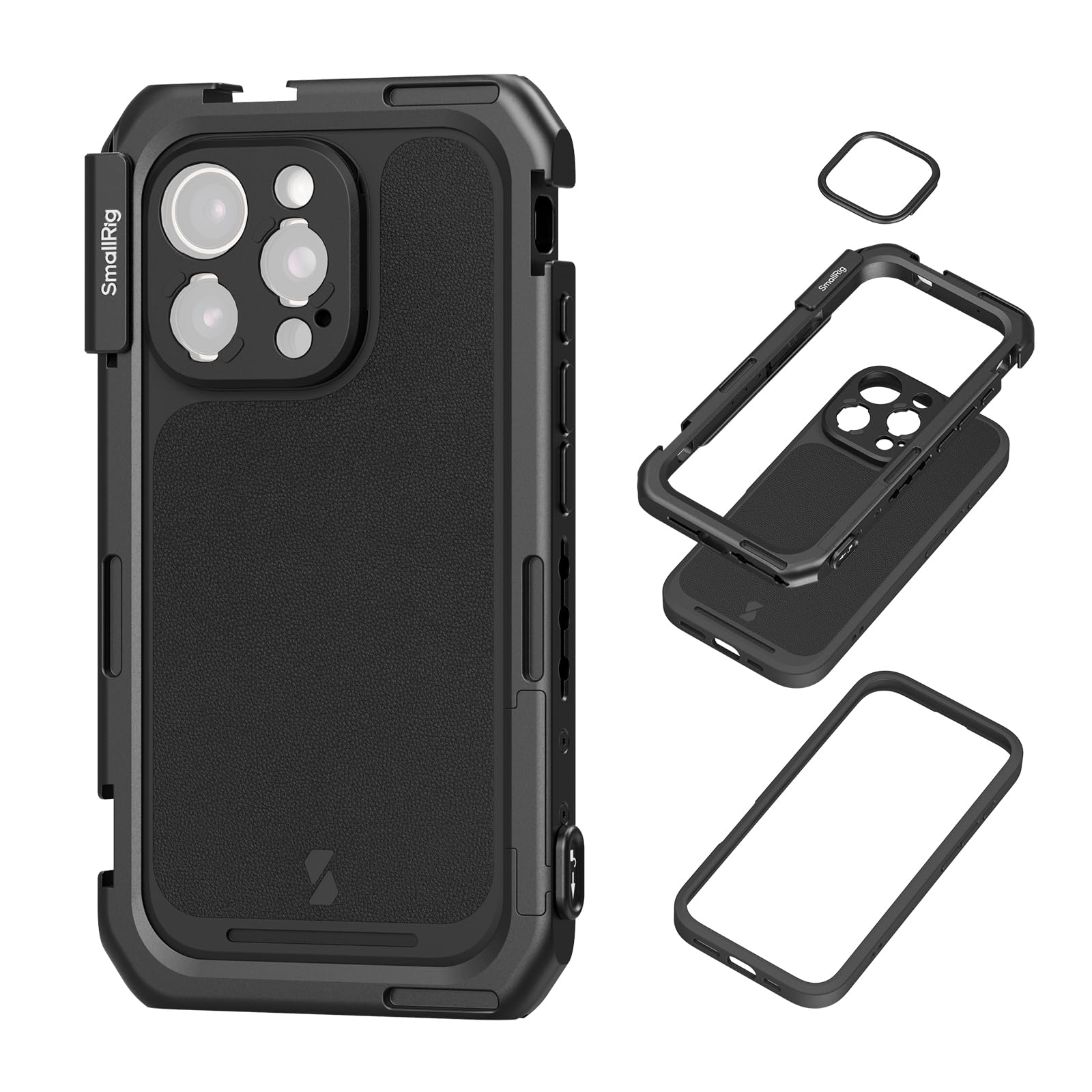 SmallRig Mobile Video Cage for iPhone 16 Pro Max, Phone Cage with Case with T-Mount Lens Backplate, Support for MagSafe, Quick R