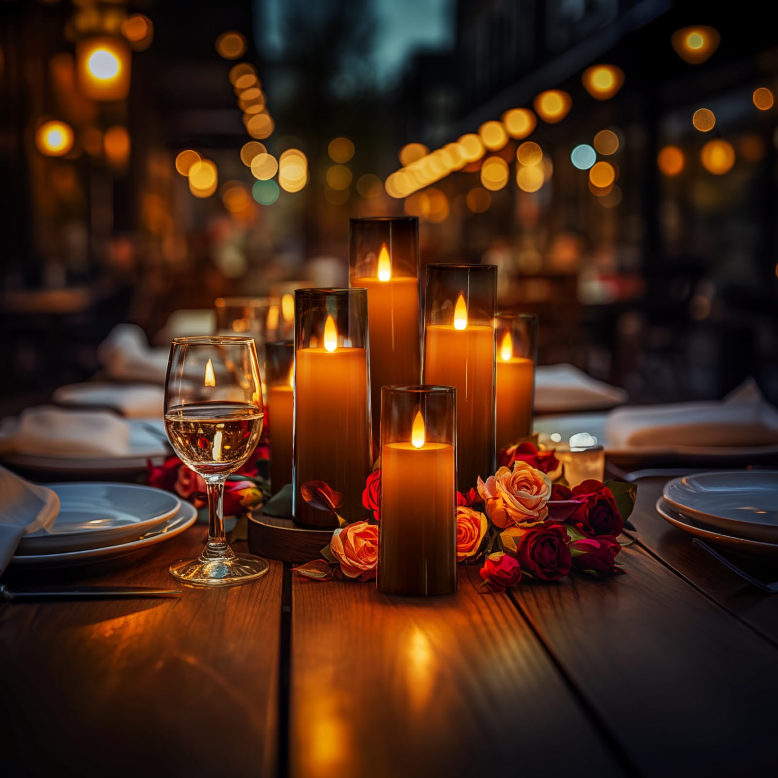 Homemory Decorative Flameless Candles, Battery Operated Candles With Remote & Timer, Flickering Led Pillar Candles, Plexiglass,