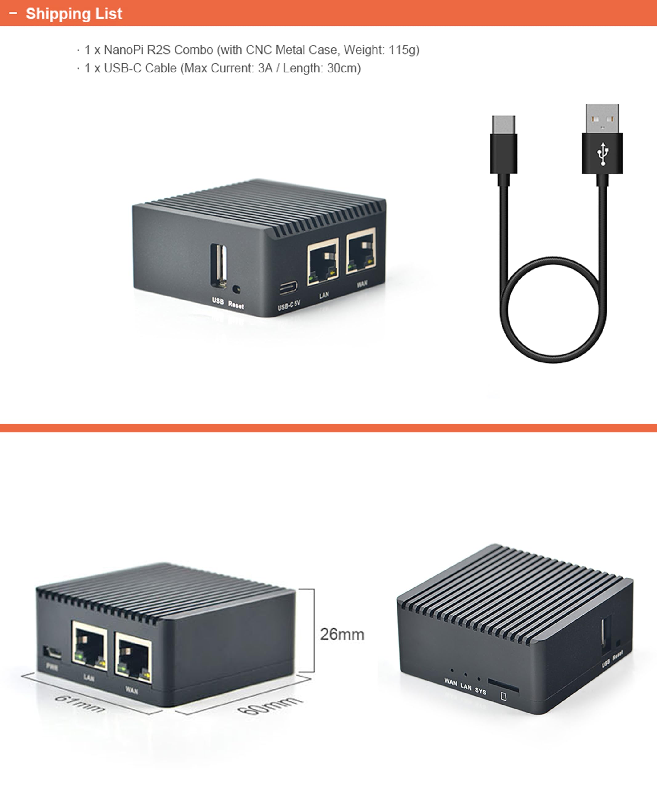 Nanopi R2S Open Source Mini Router With Dual-Gbps Ethernet Ports 1Gb Ddr4 Based In Rk3328 Soc For Iot Nas Smart Home Gateway, Bu