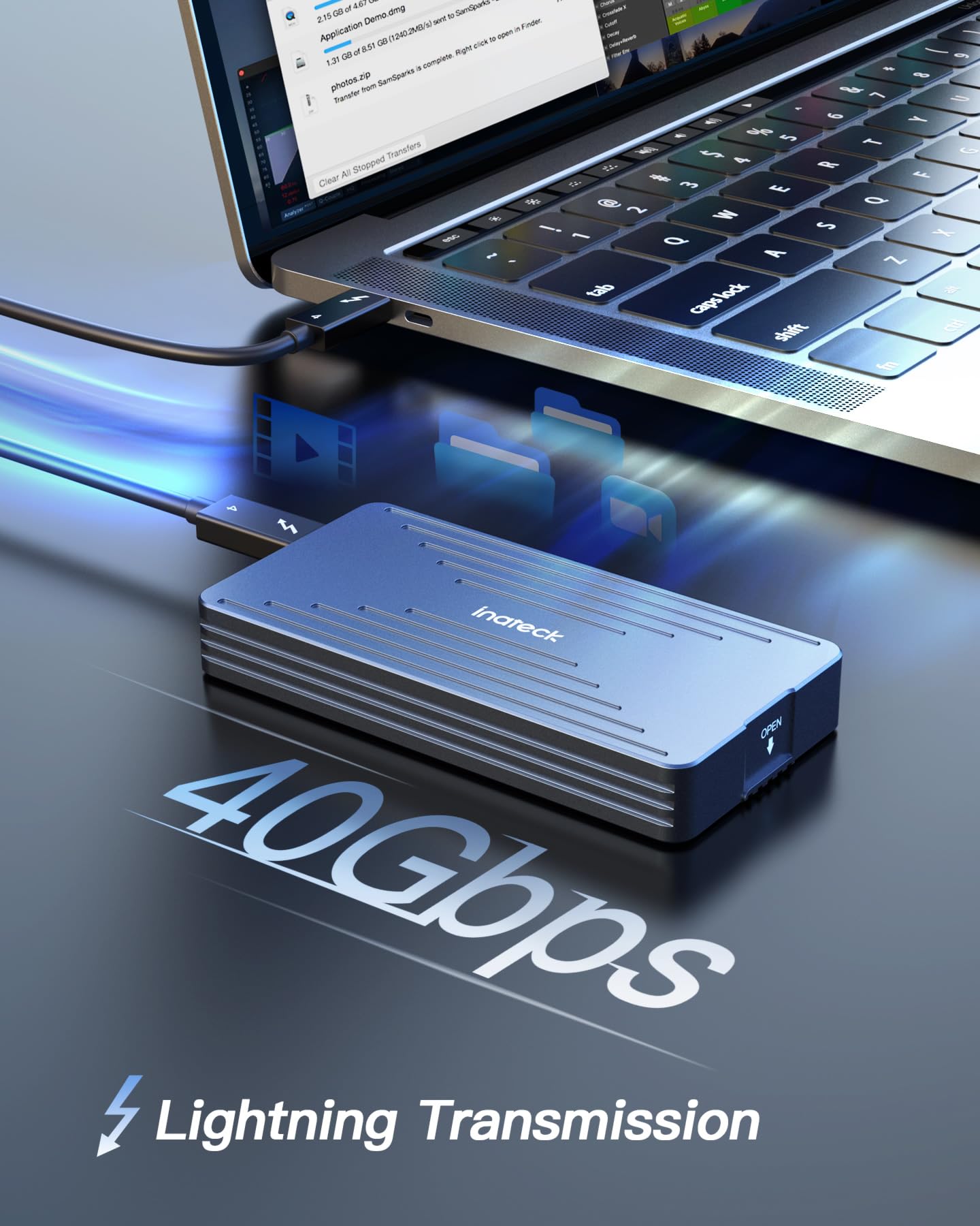 Inateck 40Gbps M.2 Nvme Ssd Enclosure, Aluminum Hard Drive Enclosure, Usb 4.0/Thunderbolt 4, No Tools Required Installation, Sup