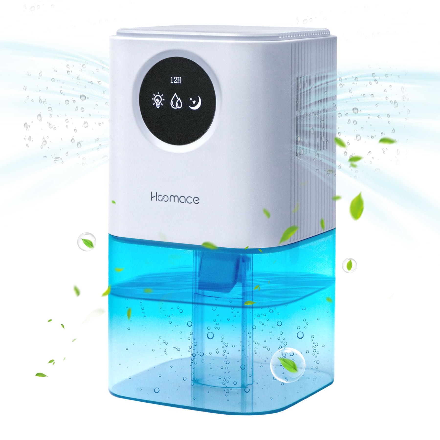 Hoomace Dehumidifier For Bathroom, 58 Oz Small Dehumidifiers For Bedroom With Auto Shut Off Timer 7 Colorful Light,Potable Dehum