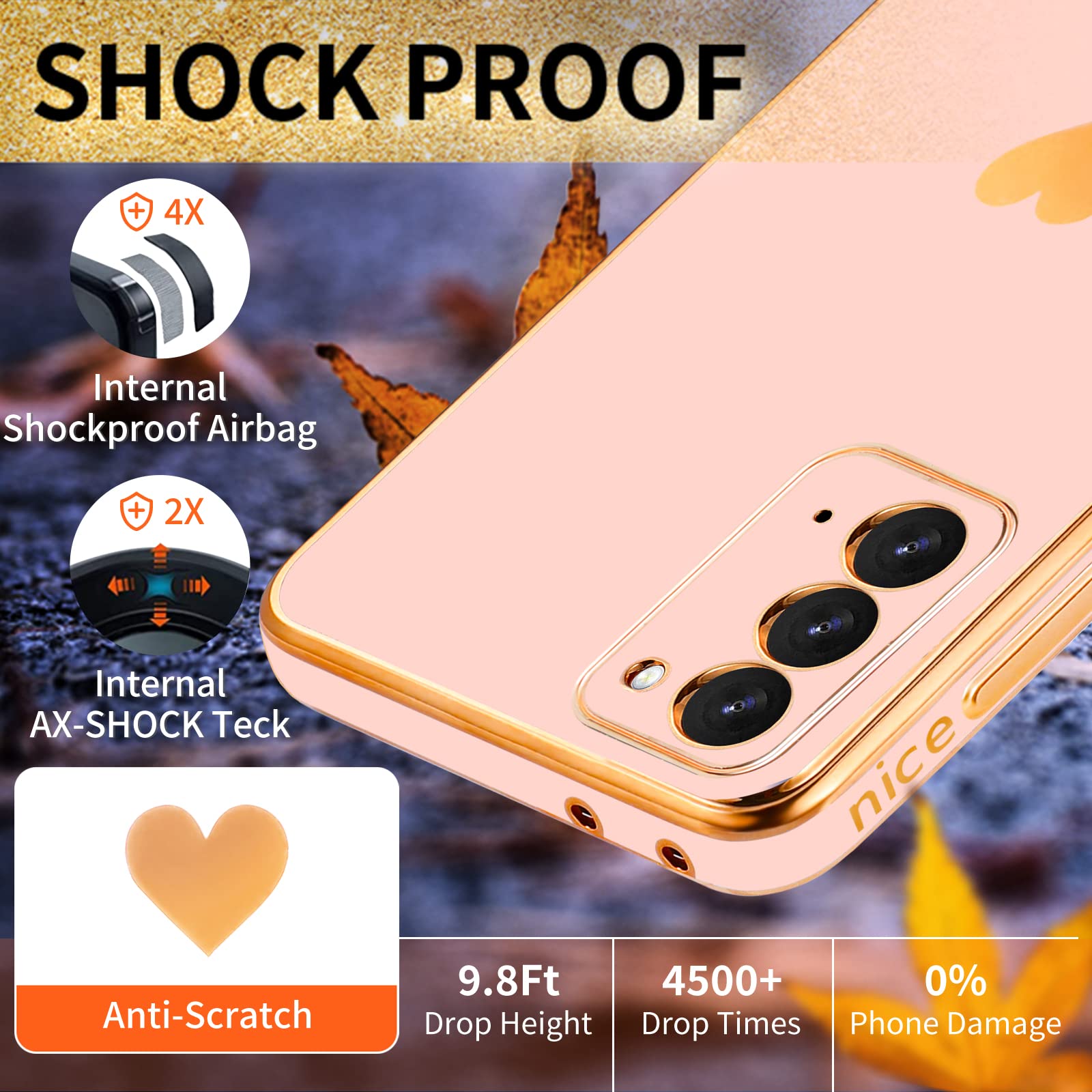 Shorogyt (3In1 Heart Case For Samsung Galaxy Note 20 5G/4G 6.7 Inch Women Cute Aesthetic Love Hearts Pattern Girls Gold Luxury G
