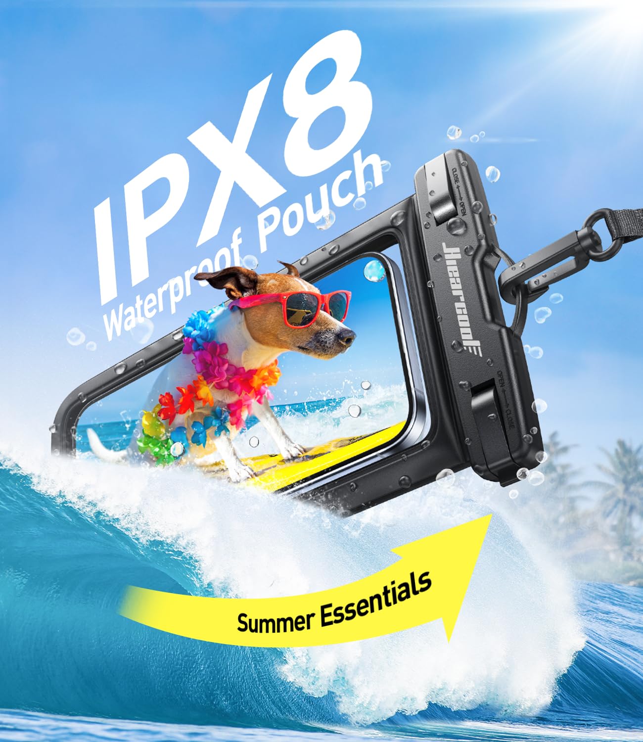 Hiearcool Waterproof Phone Pouch, Universal Case Compatible For Iphone 16 15 14 13 Pro Max Plus Up To 8.3, Ipx8 Beach Travel Ess