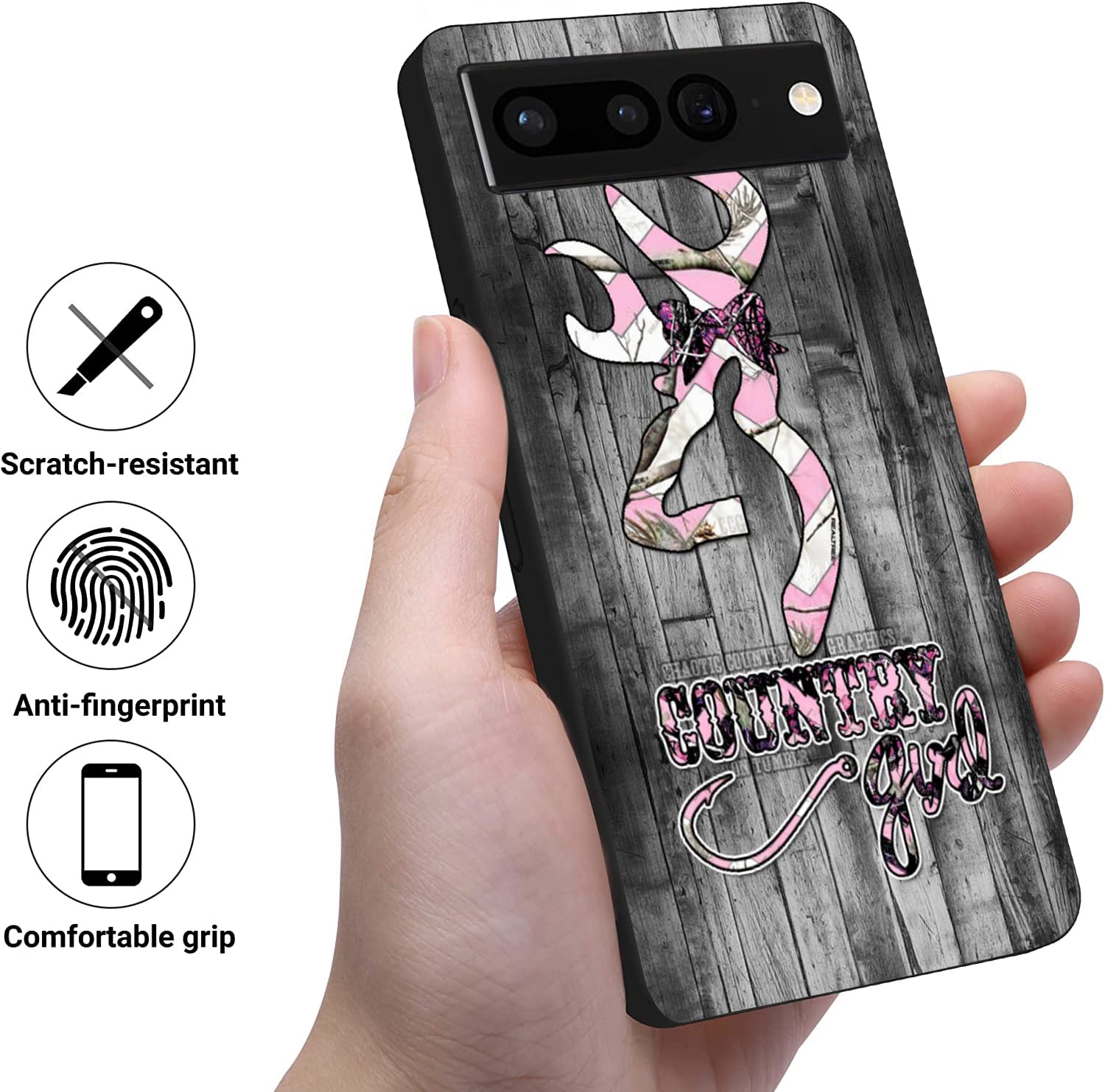 Compatible With Google Pixel 7 Pro Case, Country Girl Abstract Wood Soft Tpu Fashion Cool Slim Shockproof Protective Phone Cases