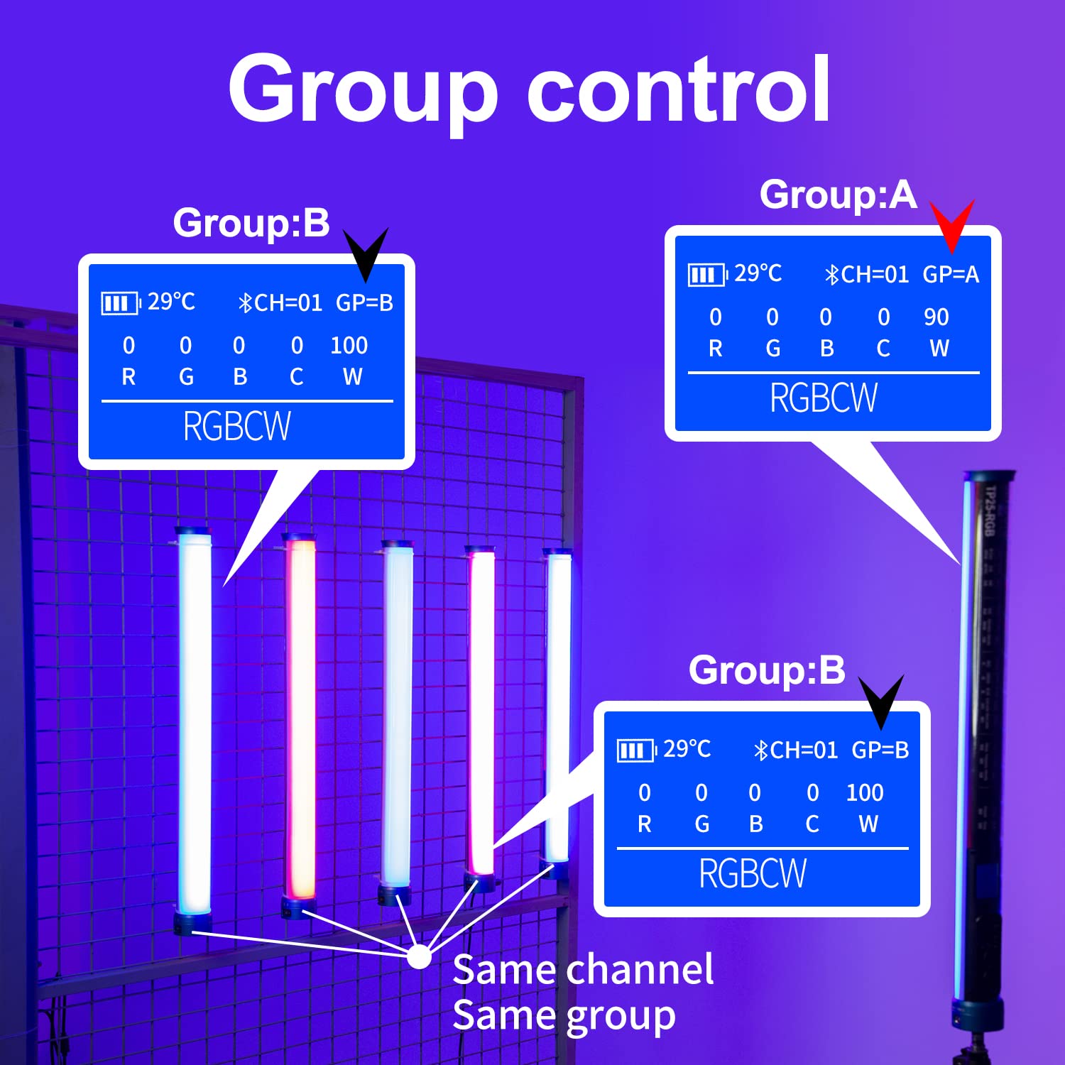 24.3'' Large Handheld Light Wand, 2600 Lumens Rgb Led Video Light 360 Full Colors, Rgb Tube Light For Photography Light Stick, C