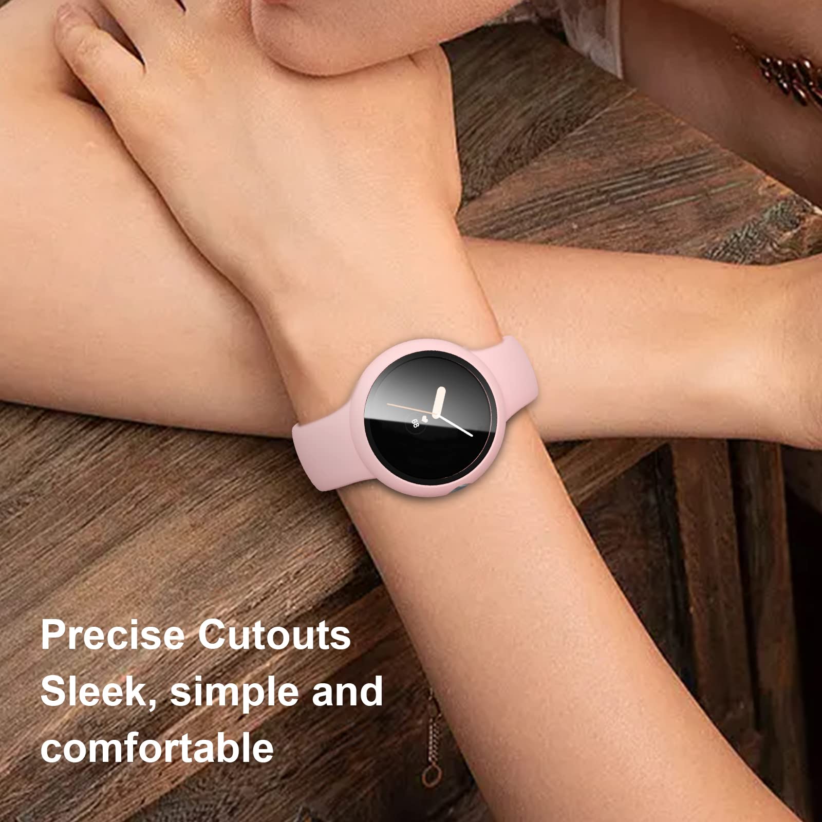 [2 Pack] Hasdon Compatible With Google Pixel Watch 2(2023) /Pixel Watch Case With Tempered Glass Screen Protector, Matte Full Co