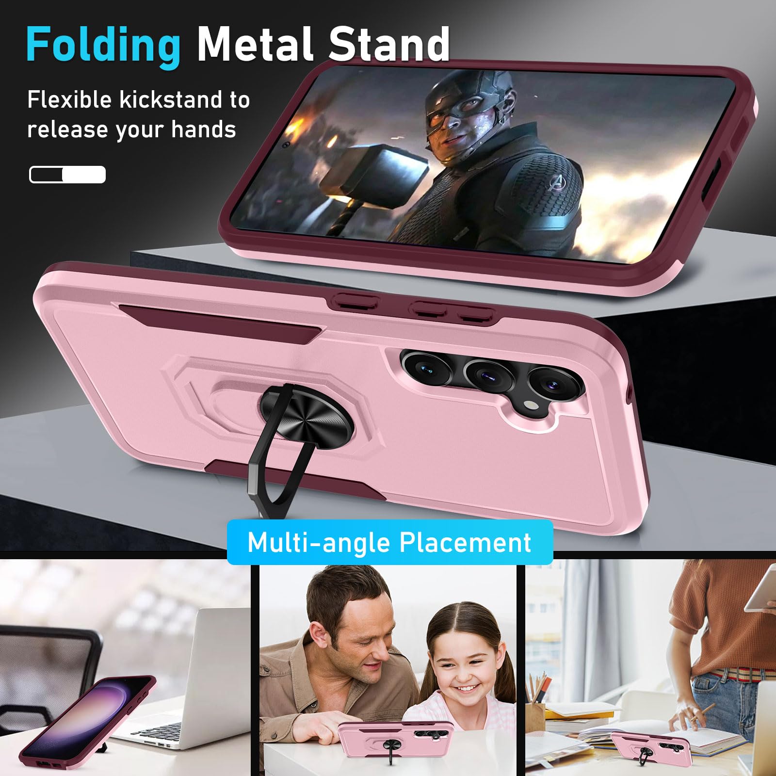 Janmitta Compatible With Samsung Galaxy S23 Fe Case With 2 Pcs Screen Protector,Heavy Duty Shockproof Full Body Phone Cover Buil