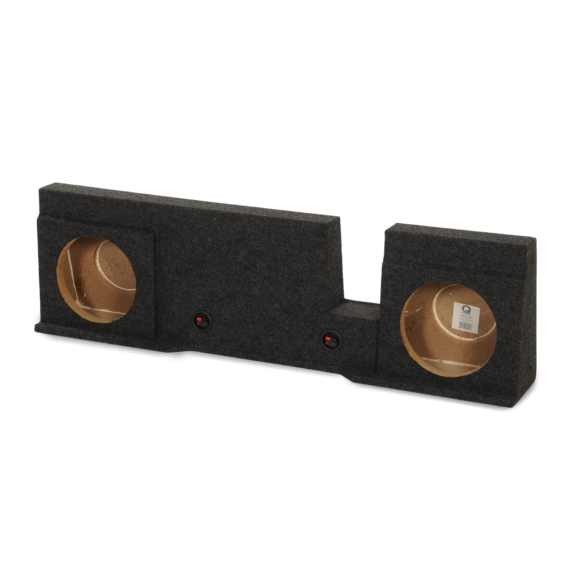 Qpower Ford10 2004 Underseat Downfire Dual 2 Hole 10 Inch Subwoofer Box With Charcoal Carpet For 2004-2008 Ford F150 Xcab/Superc