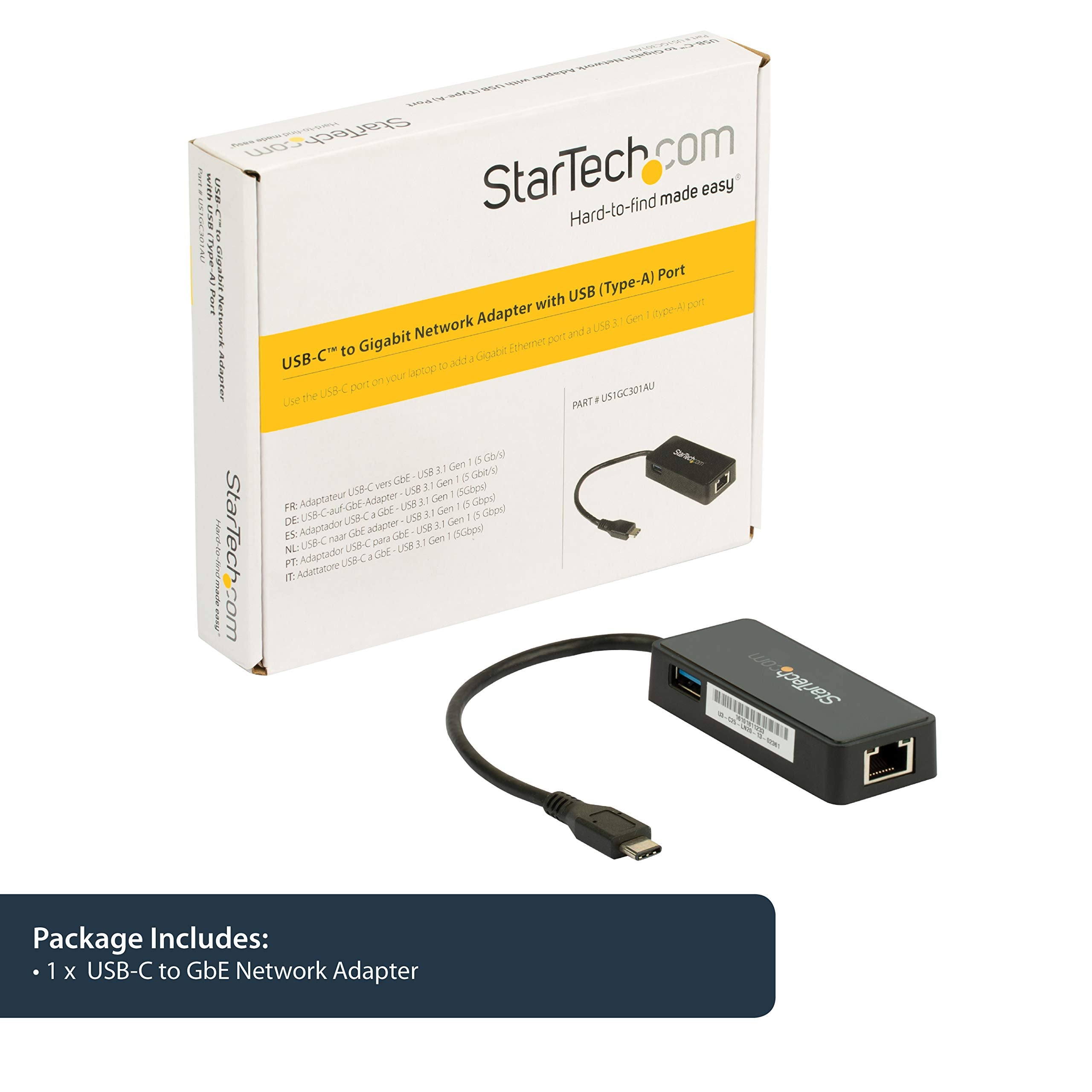 Startech.Com Usb-C To Ethernet Gigabit Adapter - Thunderbolt 3 Compatible - Usb Type C Network Adapter - Usb C Ethernet Adapter
