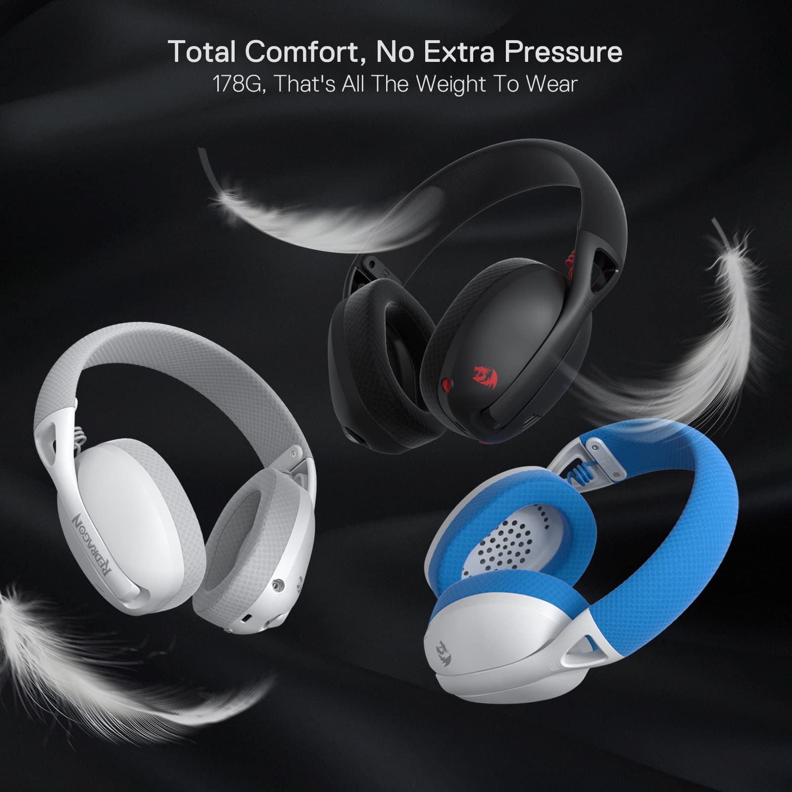 Redragon H848 Bt Wireless Gaming Headset - Lightweight - 7.1 Surround Sound - 40Mm Drivers - Detachable Microphone - Multi Platf