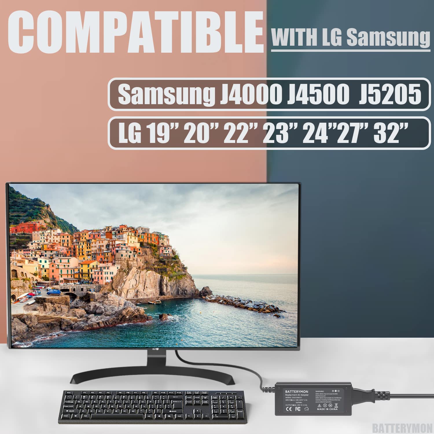 19V 2.53A Ac Adapter Power Cord For Samsung Un32J5205Af Un32J4000 Un32J4500 Un32J400D Un32J400Dafxza Un32J4000Af Un32J5003Af Un2