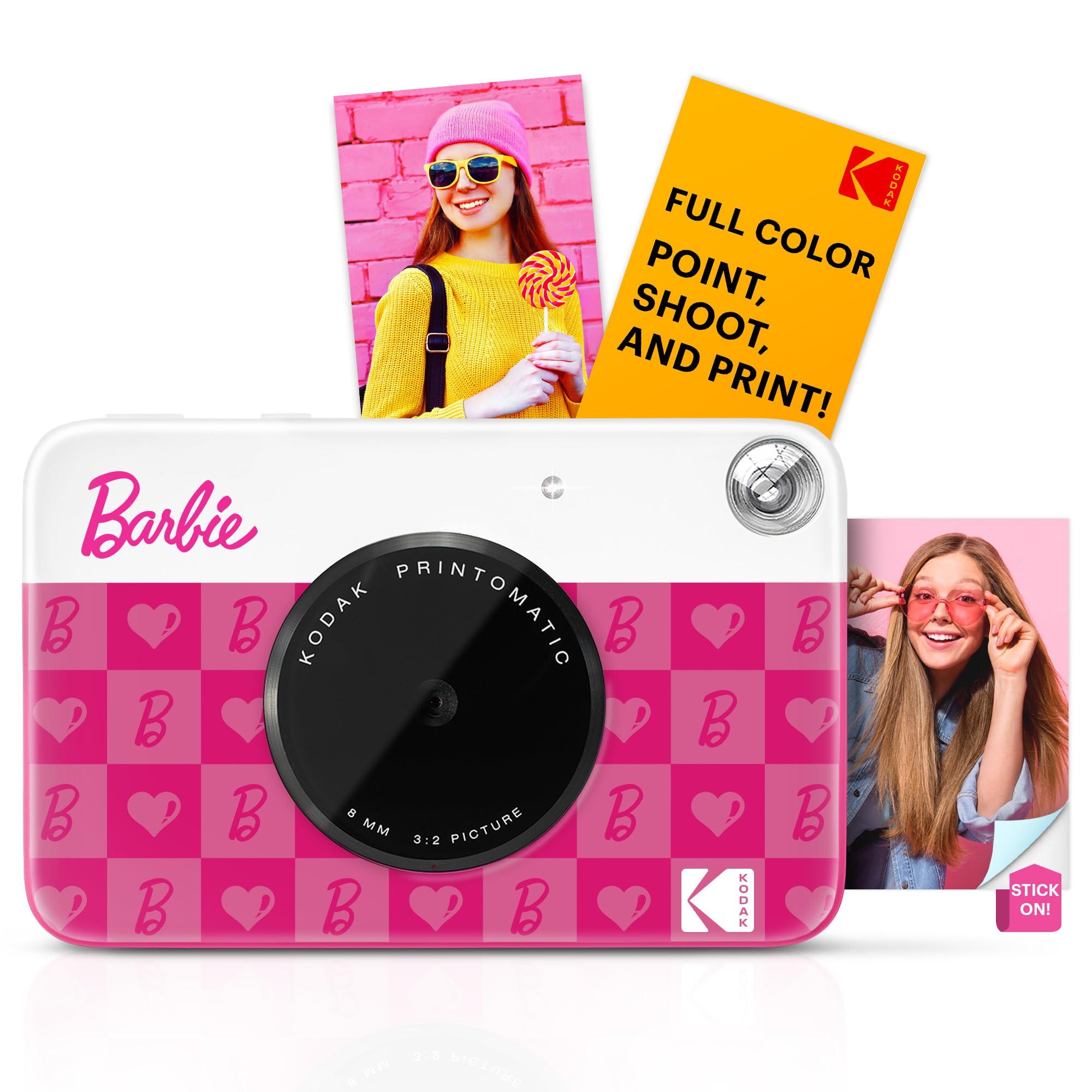 Kodak X Barbie Printomatic Full-Color Instant Print Digital Camera Barbie Starter Bundle (Iconic Style)+ Barbie Deluxe Camera Ca