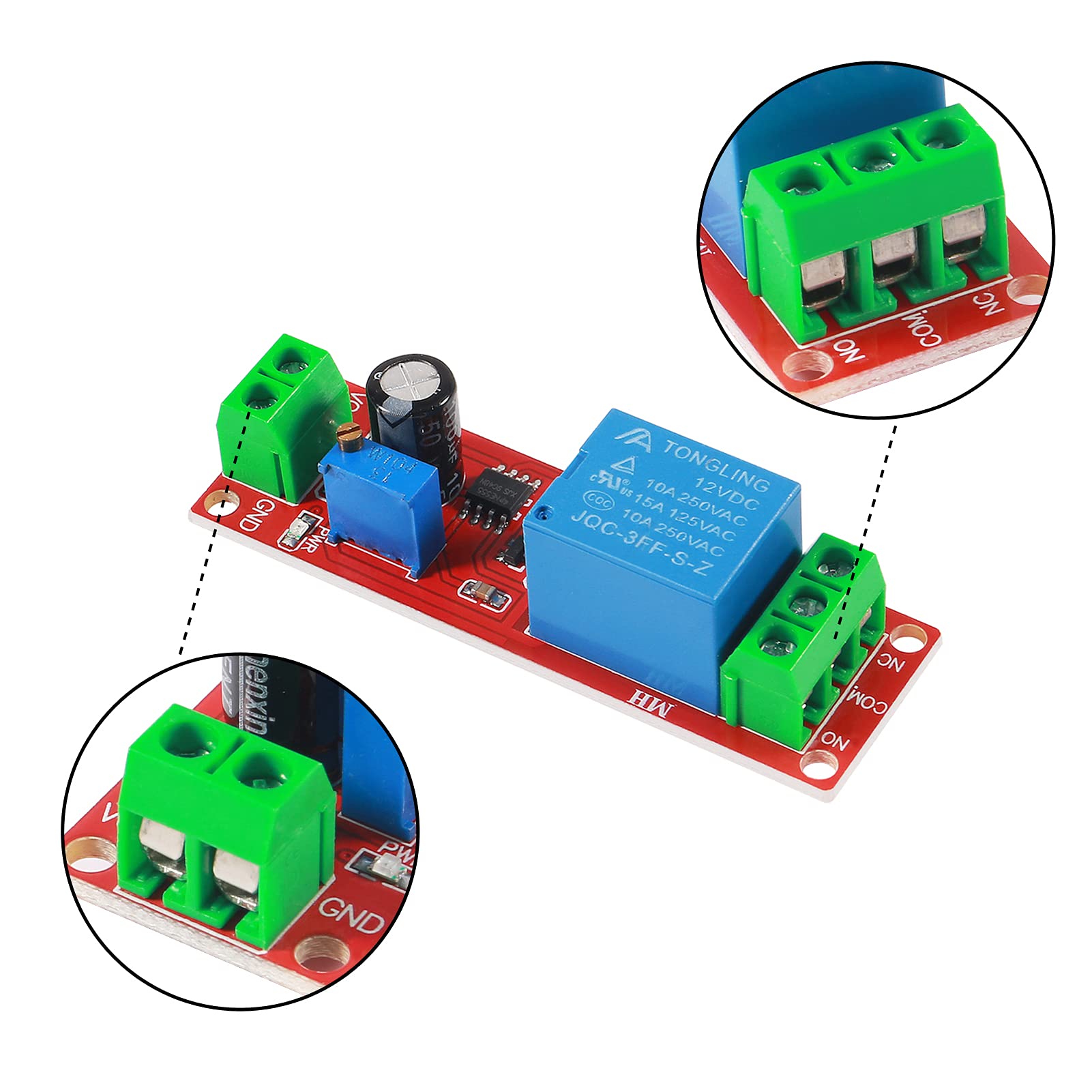 Dorhea 10Pcs Dc 12V Ne555 Delay Timer Relay Switch Module Adjustable 0 10 Seconds Constant Current Regulator Timer Delay Convert