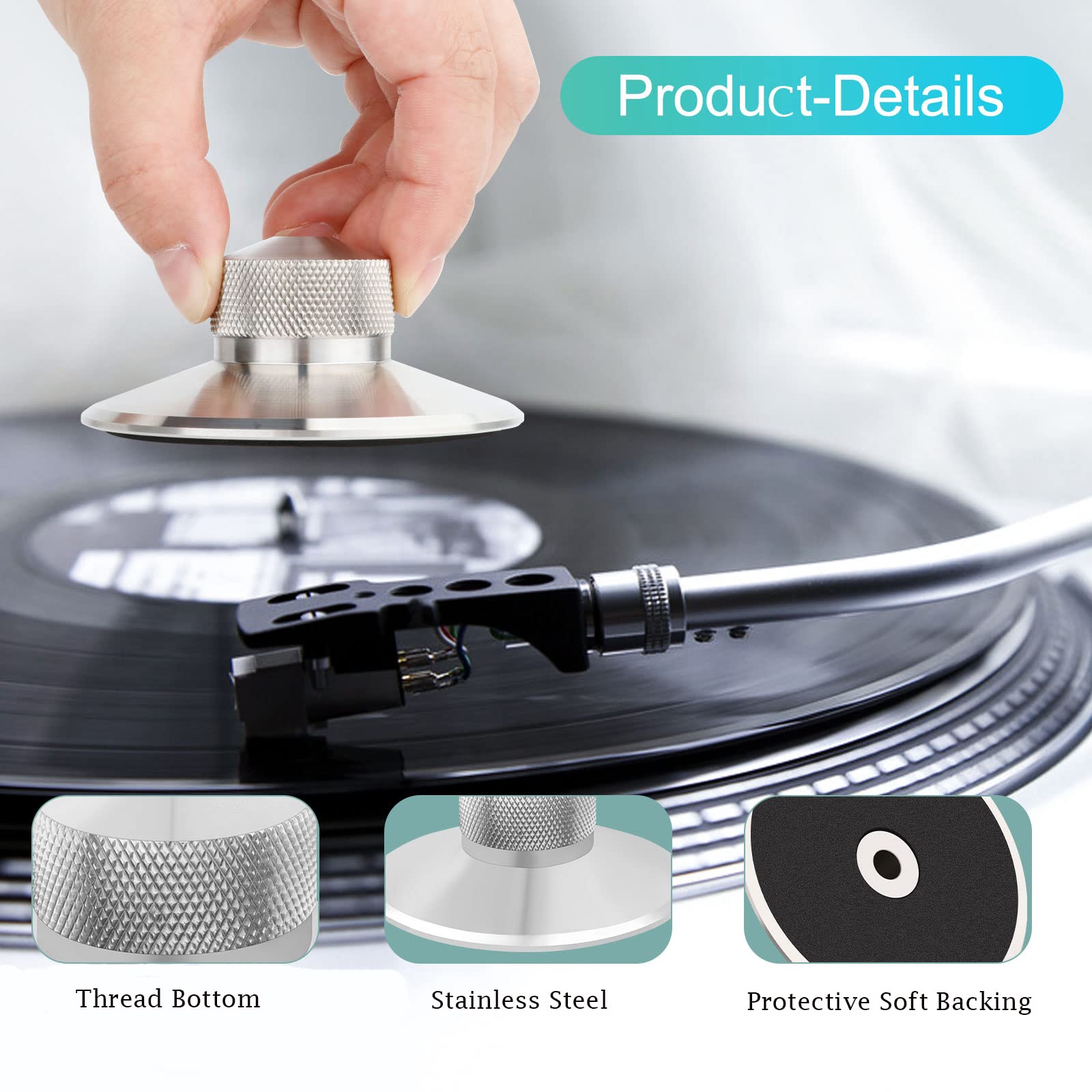 Stainless Steel Heavy Record Weight Stabilizer, Audiophile Turntable Weight Clamp With Protective Soft Pad For Hifi Lp Record Pl