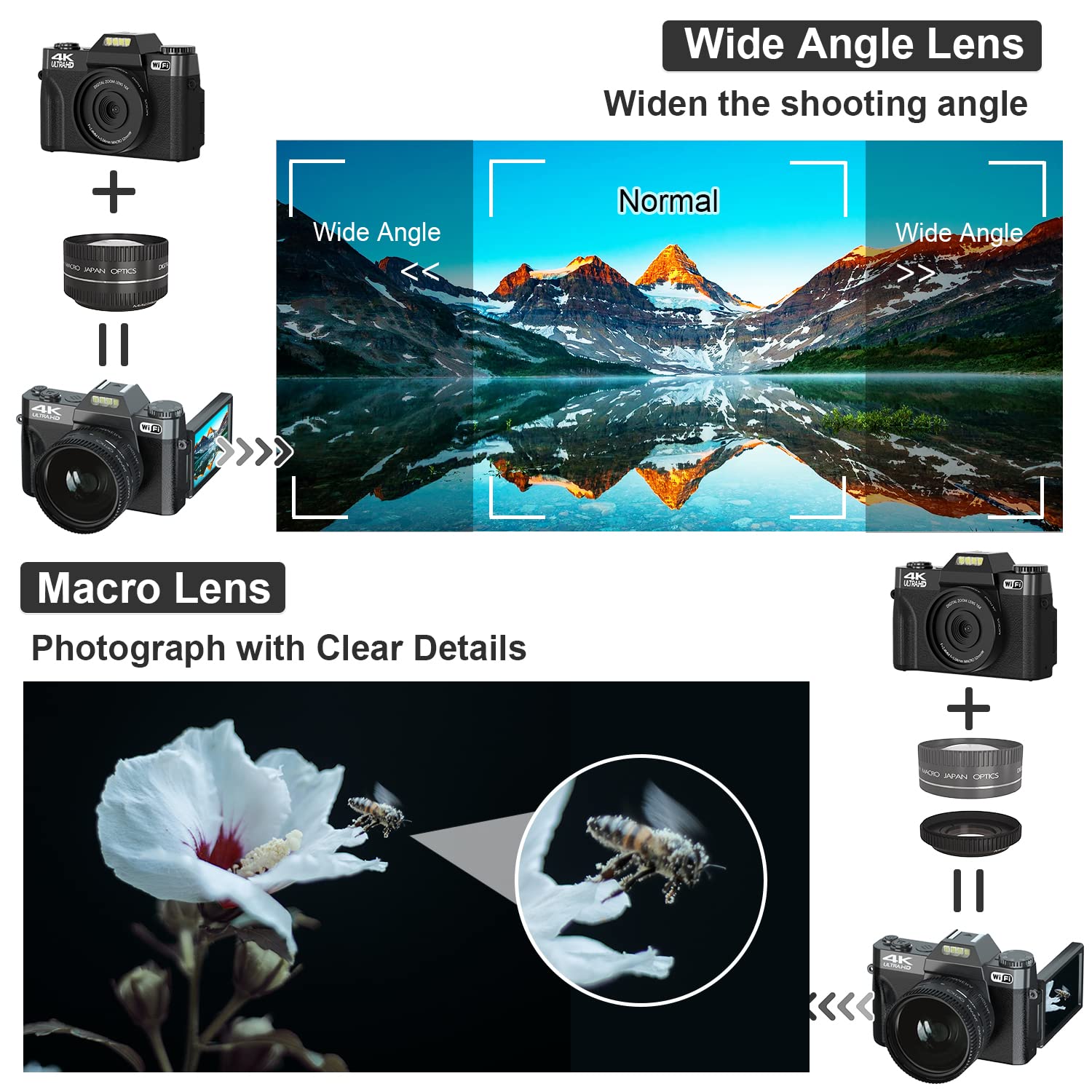 Digital Camera For Photography, 4K 48Mp Vlogging Camera For Youtube With Wifi, 3 Inch 180 Degree Flip Screen, 16X Digital Zoom,