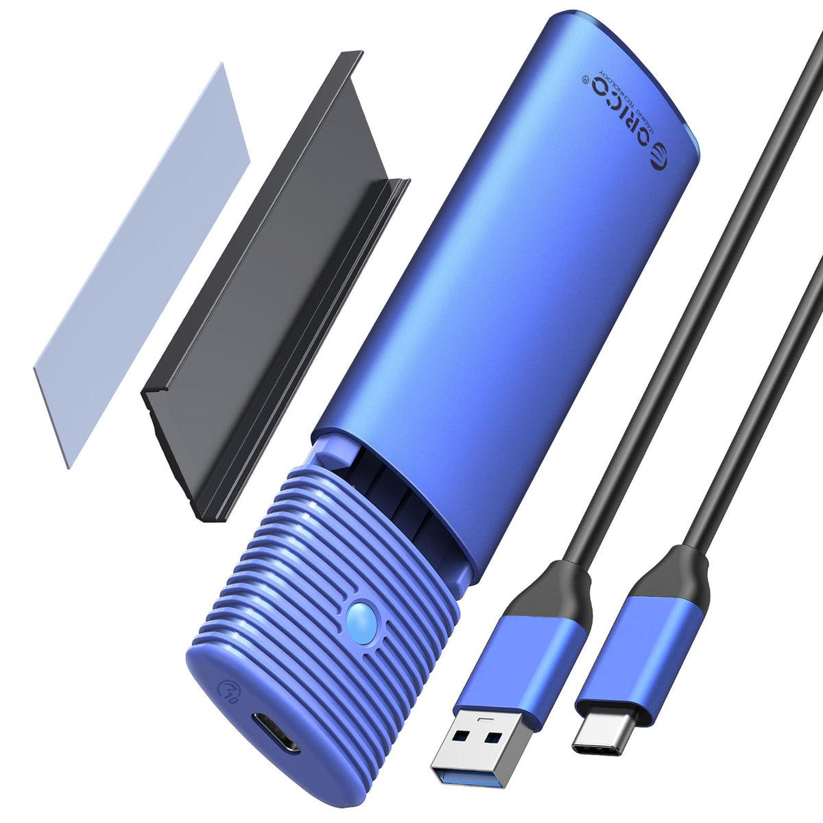 ORICO M.2 NVMe SATA SSD Enclosure Adapter Tool Free, USB C 3.2 Gen 2 10Gbps NVMe, 5Gbps NGFF SATA PCIe M Key(B+M Key) 2230/2242/2260/2280, Aluminum External M2 Reader Support UASP Trim BL(G2A)