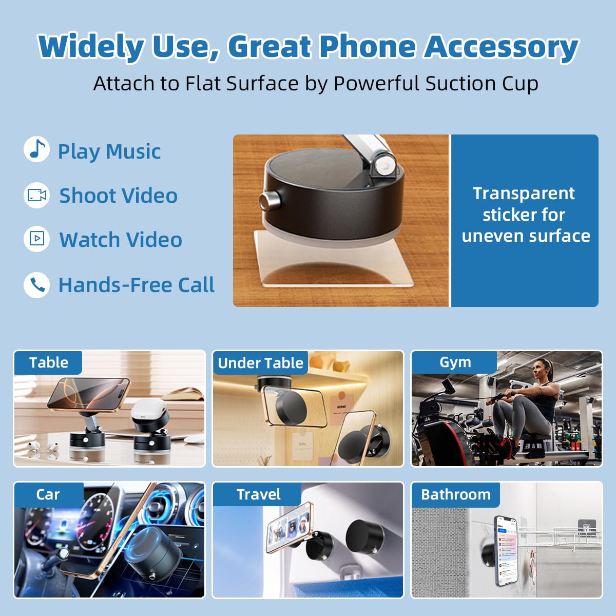 Auksky Vacuum Magnetic Phone Holder - 360 Rotatable, Foldable Car Mount With Windshield Suction Cup & Metal Ring Compatible With