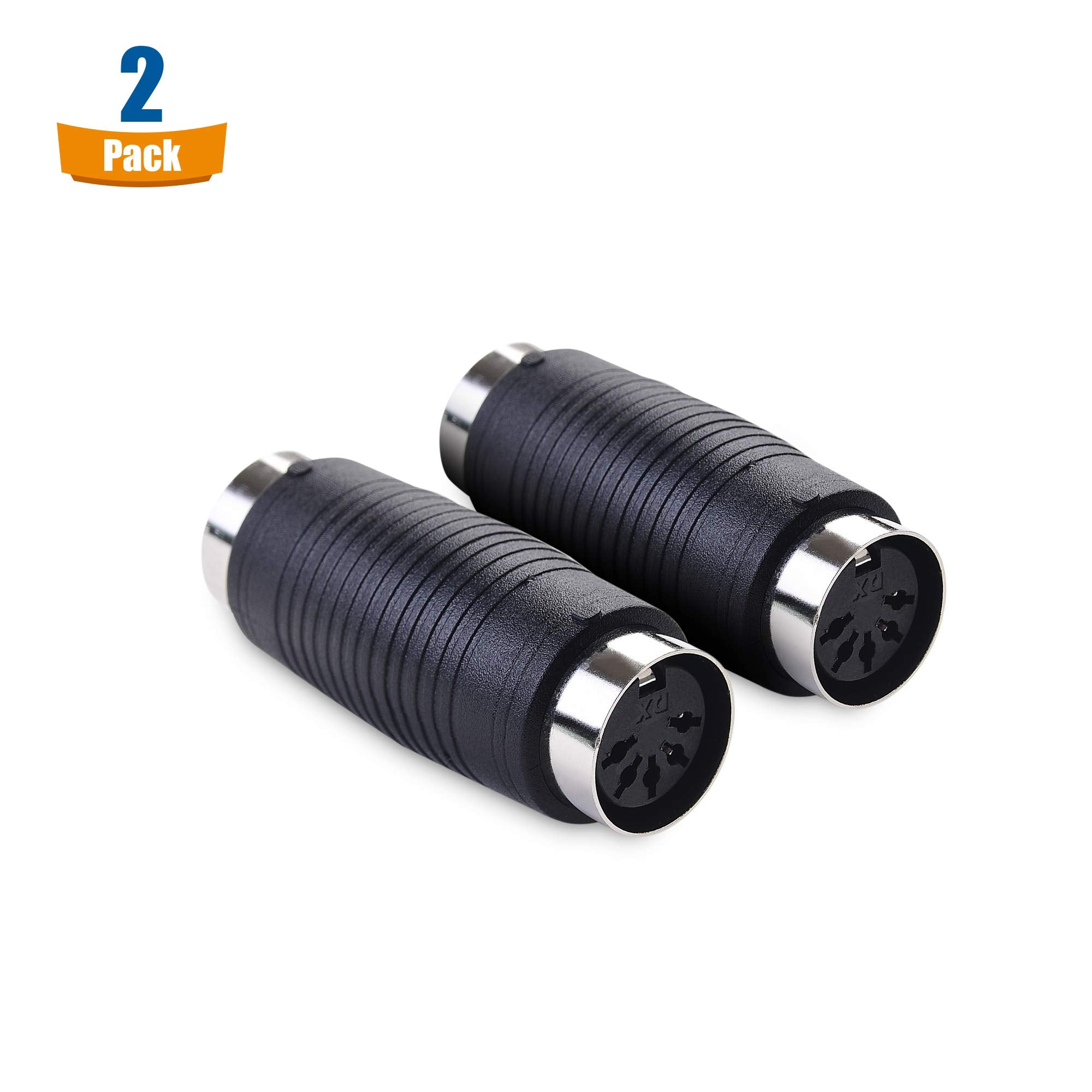 Cable Matters 2-Pack 5 Pin DIN MIDI Coupler Gender Changer Adapter, Black, Model 500055-BLKx2, Copper Material