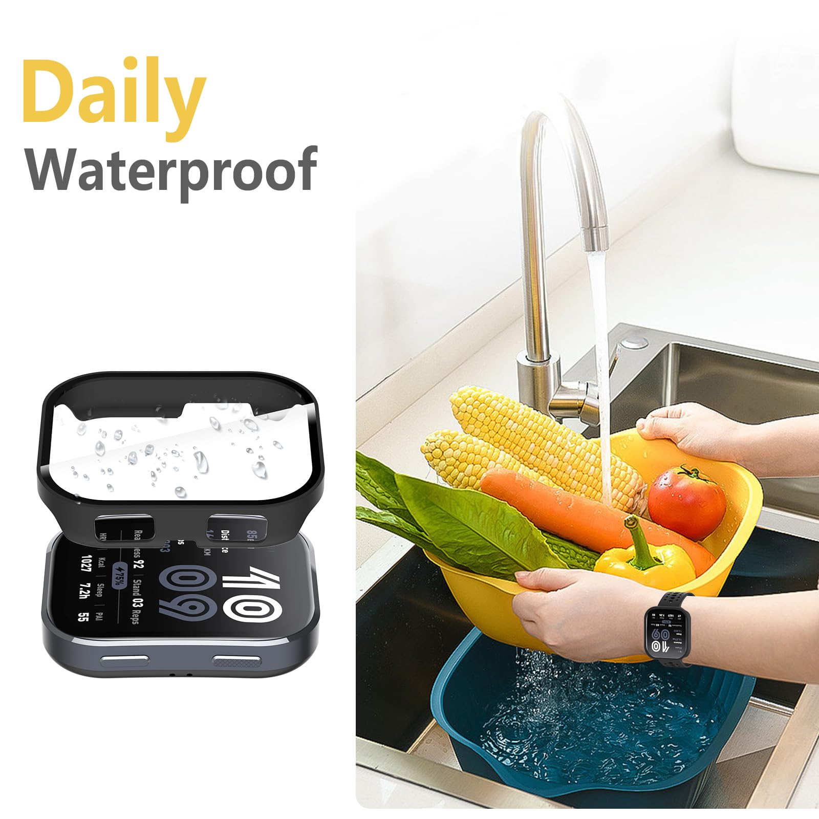 Wd&Cd 2 Pack Case Compatible For Amazfit Bip 6 Black+Clear, Hard Pc Case With Tempered Glass Screen Protector Compatible With Am