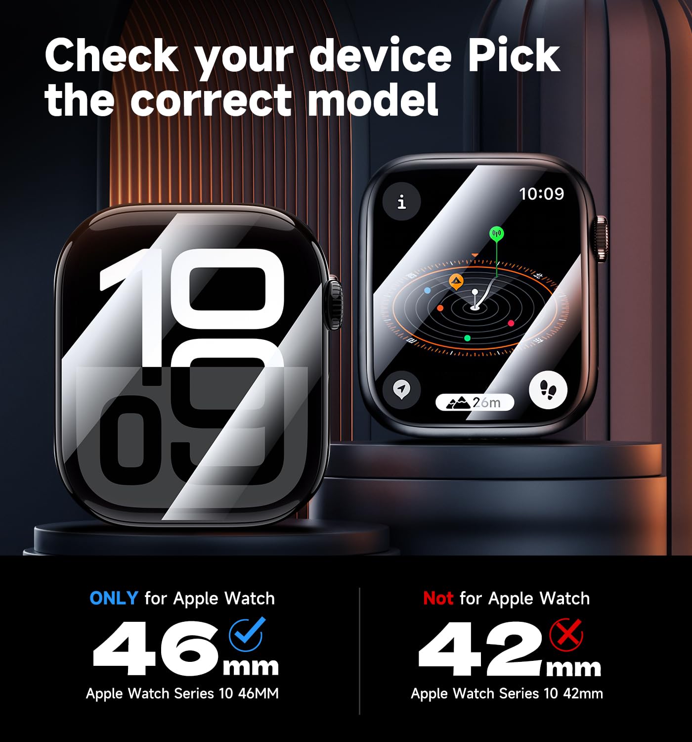 Magic John 2 Pack For Apple Watch Series 10 46Mm(2024) Screen Protector, [Automatic Align Tech] Self Healing Flexible Tpu Film,