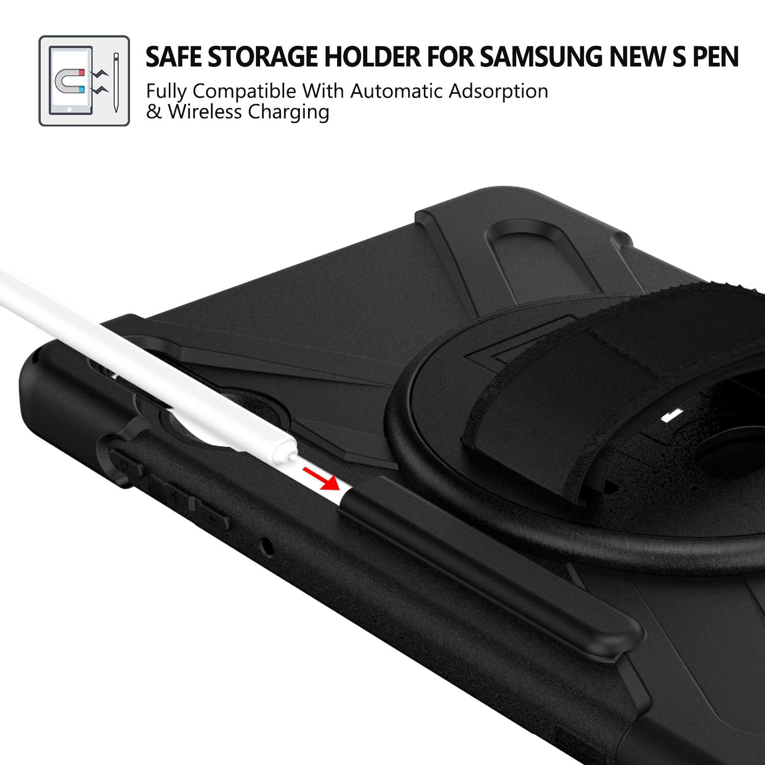 Braecn For Galaxy Tab S6 Case,[Support S Pen Wireless Charging] Heavy Duty Shockproof Case With Pen Holder,Hand Strap,Shoulder S