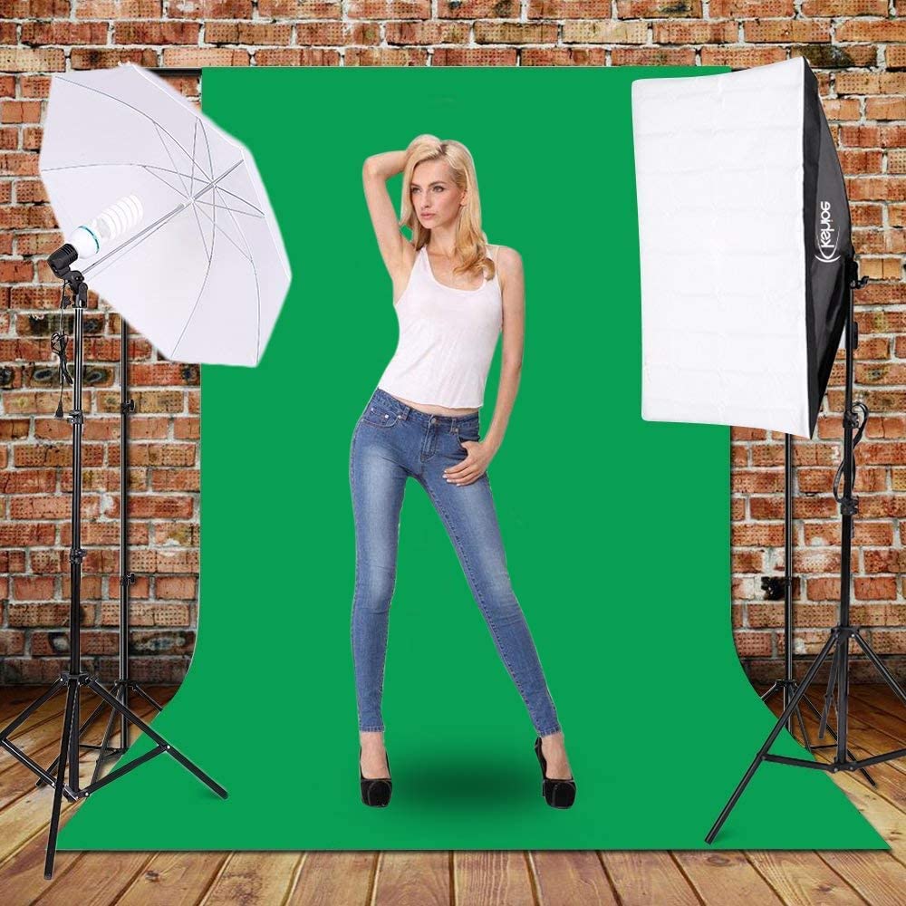 Kshioe Photo Lighting Kit, 2M X 3M/6.6Ft X 9.8Ft Background Support System And 900W 6400K Umbrellas Softbox Continuous Lighting