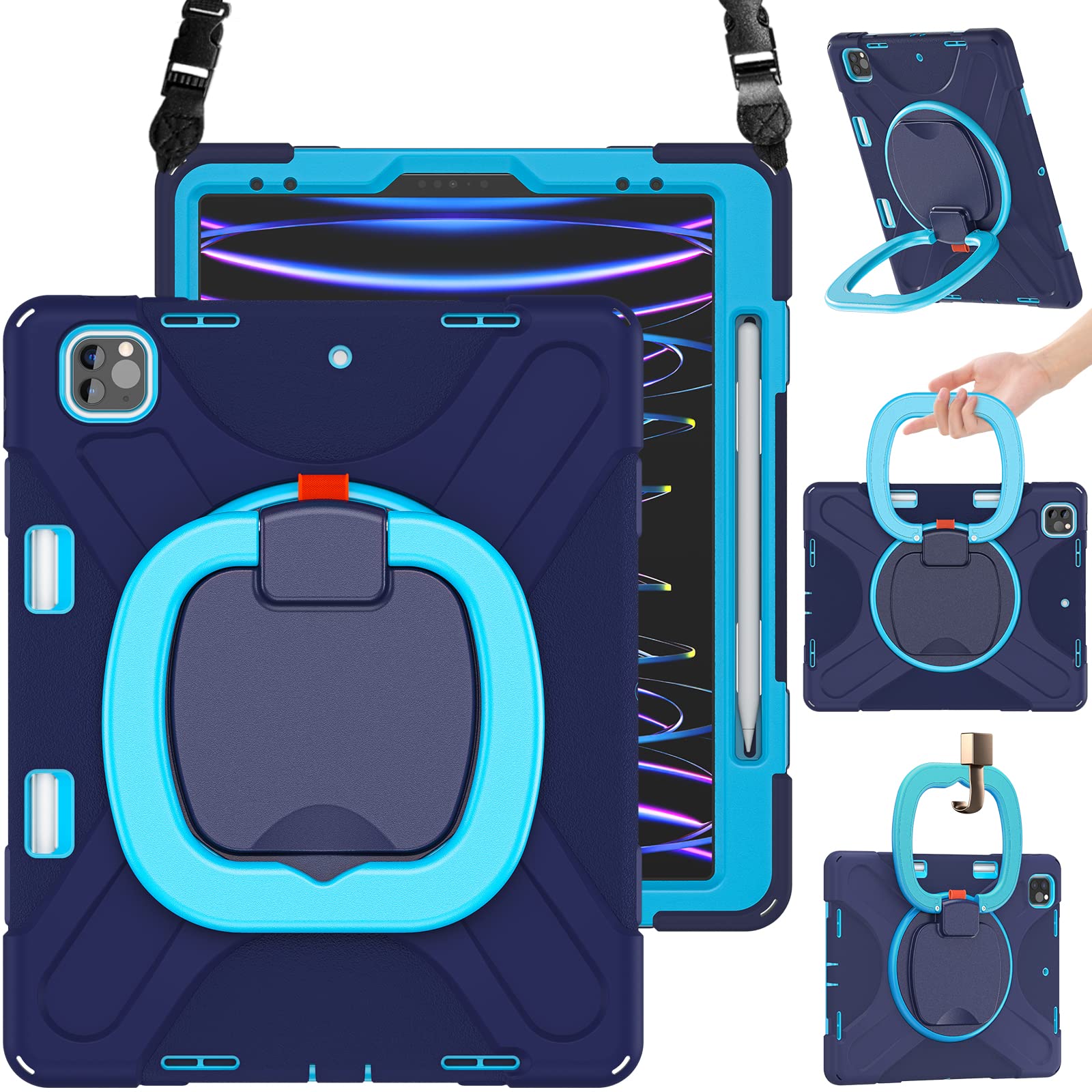 Braecn For Ipad Air 13 Inch Case M2 (2024), Ipad Pro 12.9 (2022/2021, 6Th/5Th/4Th/3Rd Gen), Heavy Duty Shockproof Cover With Pen