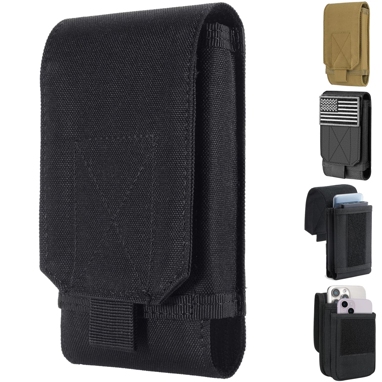 Urvoix Black Army Camo Molle Bag For Mobile Phone, Belt Pouch Holster Cover Case For Iphone 16 Pro Max/Iphone 15 Pro Max/Iphone 