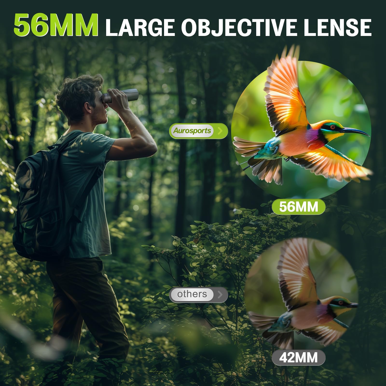 15X56 Binoculars For Adults High Powered - Aurosports Hd Large View Binoculars With Clear Low Light Vision - Lightweight Easy Fo