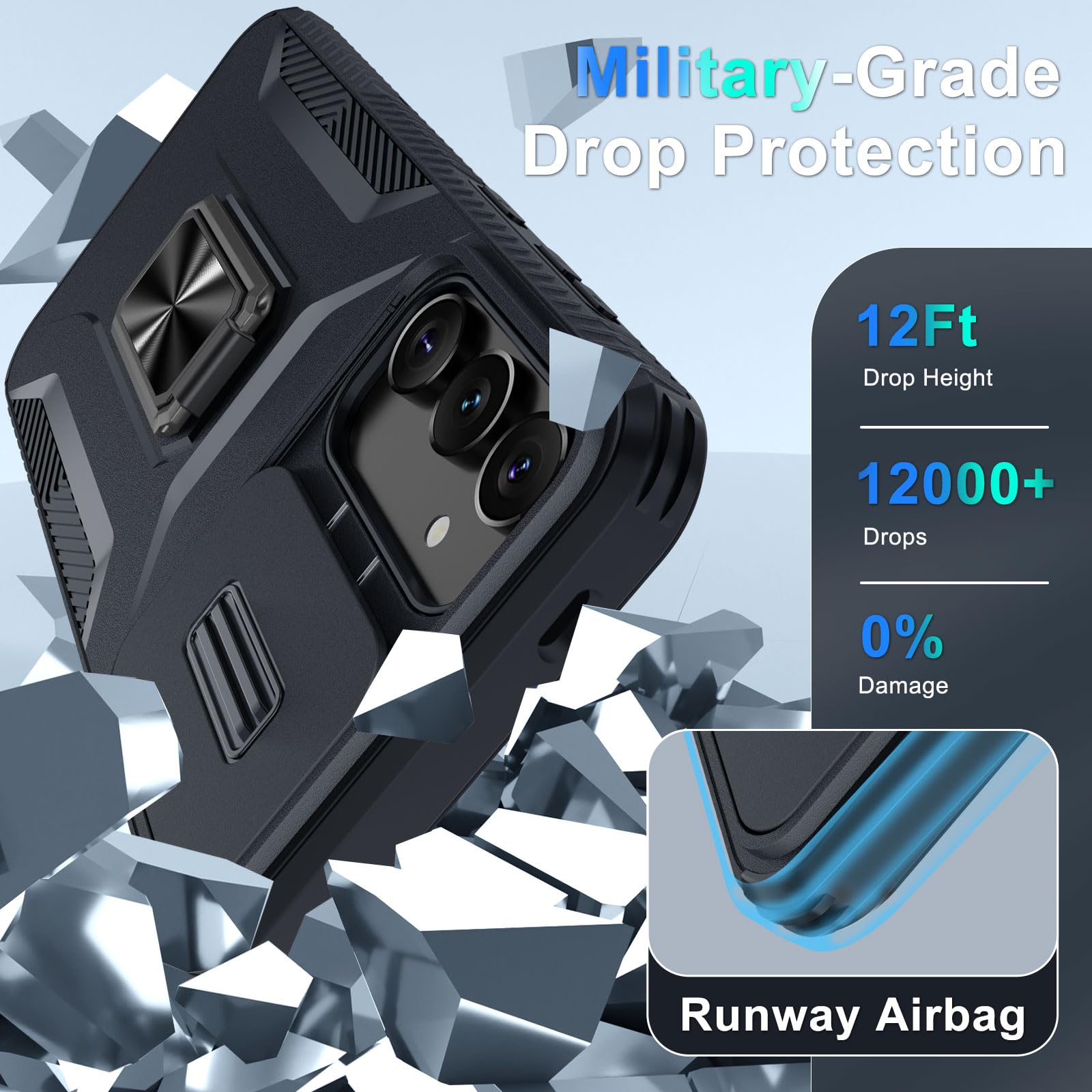 Casejeen For Samsung Galaxy S24+ Plus Case With Tempered Glass Screen Protector And Camera Lens Cover,Rotated Ring Stable Kickst