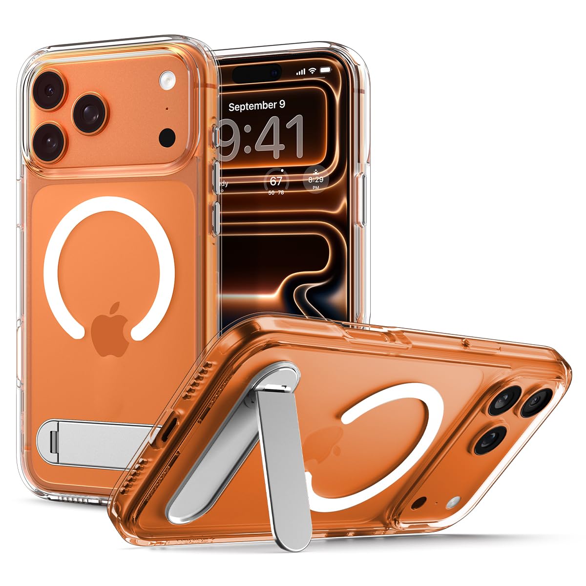 Spigen for iPhone 17 Pro Case, Ultra Hybrid S MagFit [TPU Covered Camera Control] [Kickstand] [Compatible with MagSafe] - Clear 