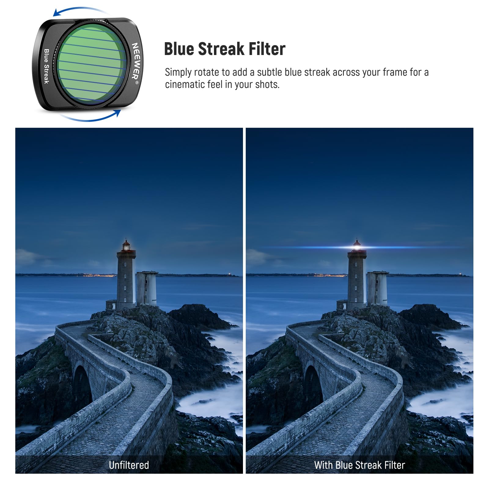 Neewer Magnetic Effect Filter Set Compatible With Dji Osmo Pocket 3, 4 Pack 8X Star/Blue Streak Anamorphic/Light Pollution Reduc