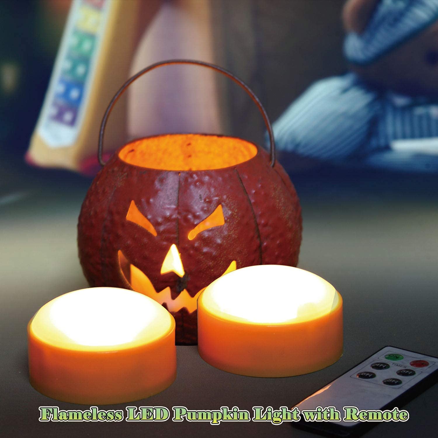 Battery Operated Led Pumpkin Lights With Remote And Timer Bright Realistic Flickering Decorative Plastic Flameless Electric Cand