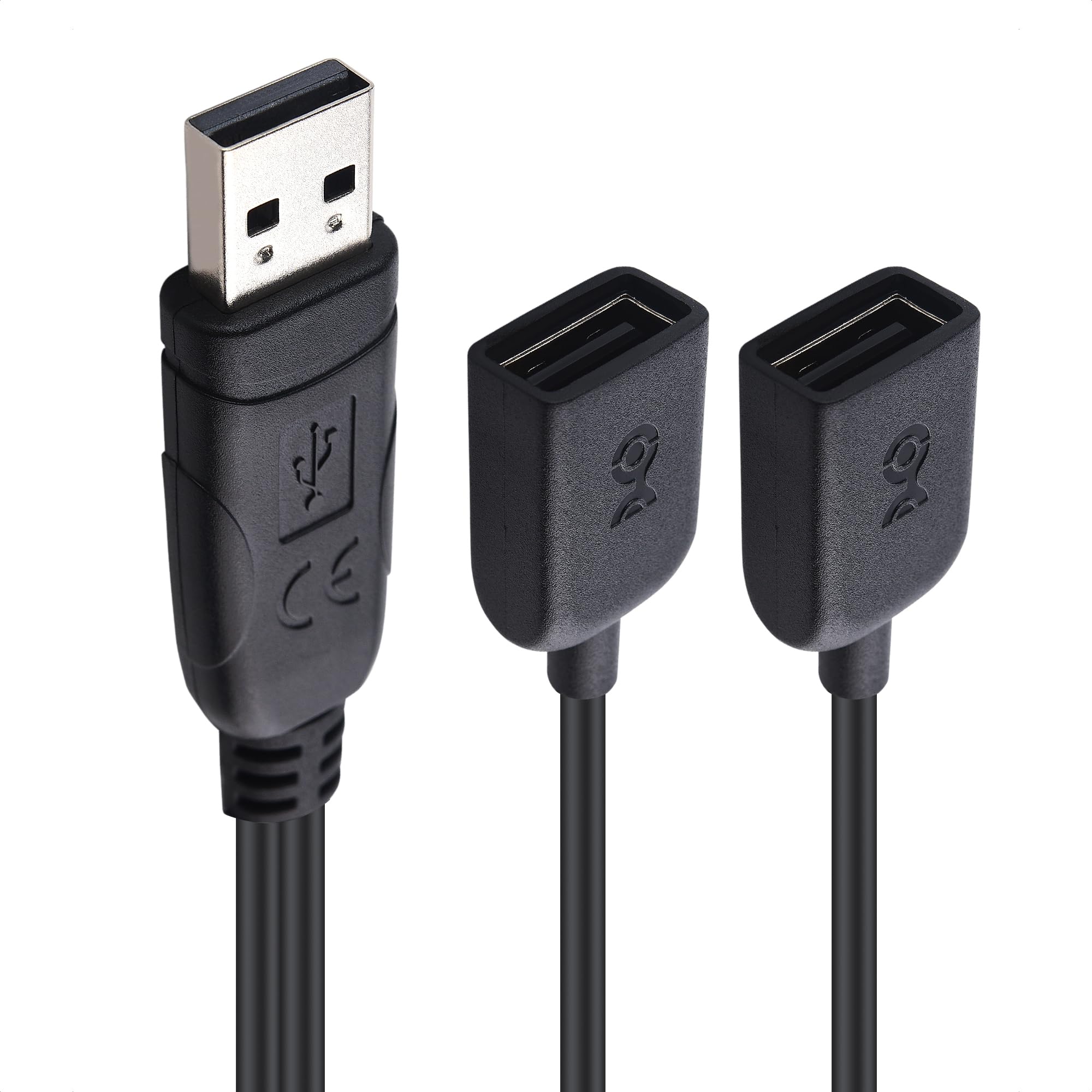 Cable Matters USB 2.0 A Male to Female USB Splitter 1 in 2 Out   1ft, USB Y Splitter Hub with 480Mbps Data Transfer, BC 1.2 Charging Support, USB Power Splitter