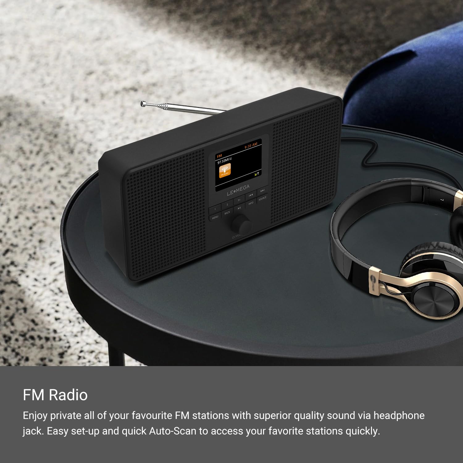 Lemega Ir4S Stereo Wifi Internet Radio,Fm Digital Radio, Spotify Connect, Bluetooth Speaker, Dual Alarms Clock, 40 Presets, Headphone Output, Batteries Or Mains Powered � Black Finish