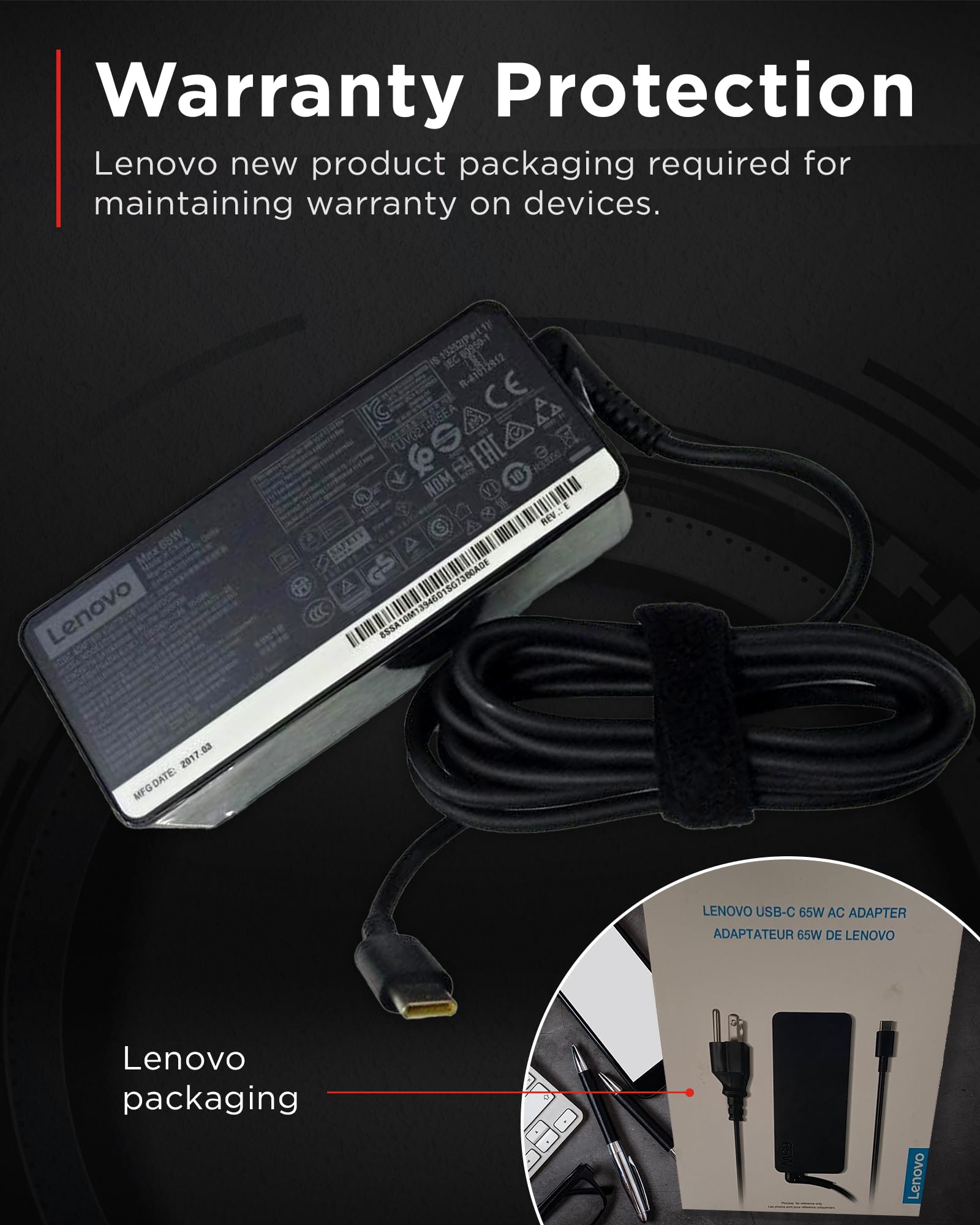 Lenovo Usb C 65W Standard Ac Adapter For Lenovo Yoga C930 13, Yoga S730 13, Yoga 920 13, Yoga 730 13, Ideapad 730S 13, Gx20P9253