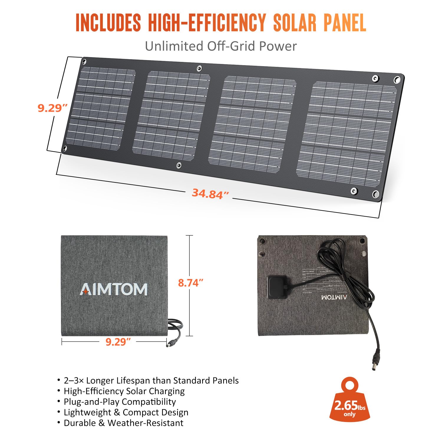 Aimtom 200W Portable Power Station With 30W Solar Panel Bundle - 173Wh Lithium Battery, 250W Peak Ac, Usb-A, Usb-C And 12V Dc Ou