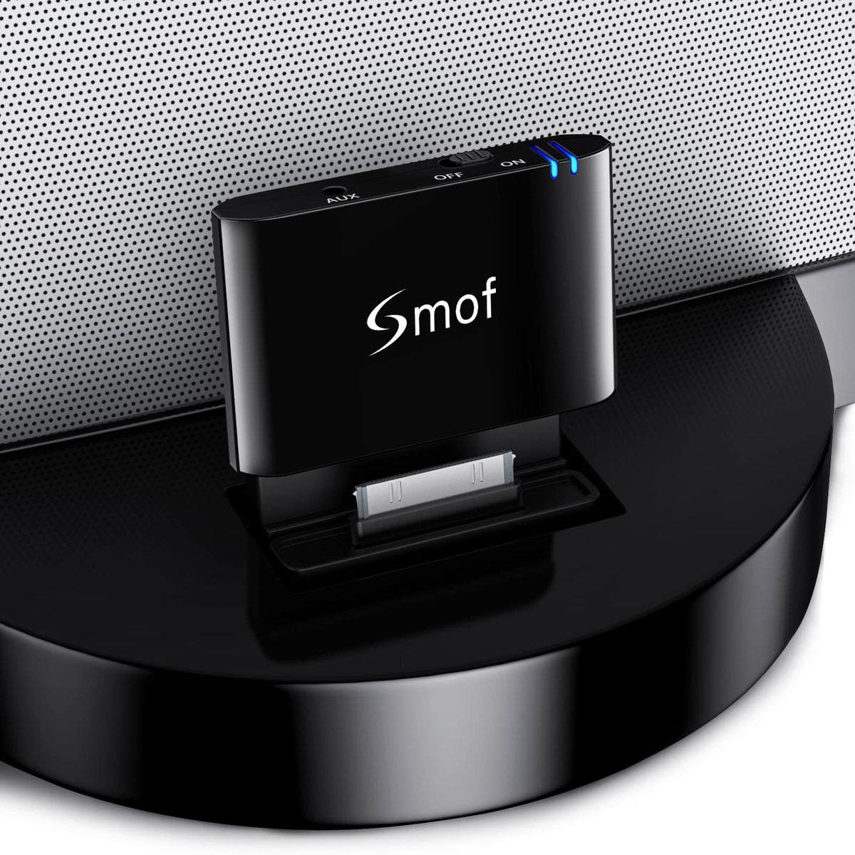 Smof Premium 30 Pin Bluetooth Adapter Receiver For Bose Sounddock And 30 Pin Ipod Iphone Music Docking Station With Bluetooth Audio Receiver 3.5 Mm Aux Output Female(Not For Car) Black