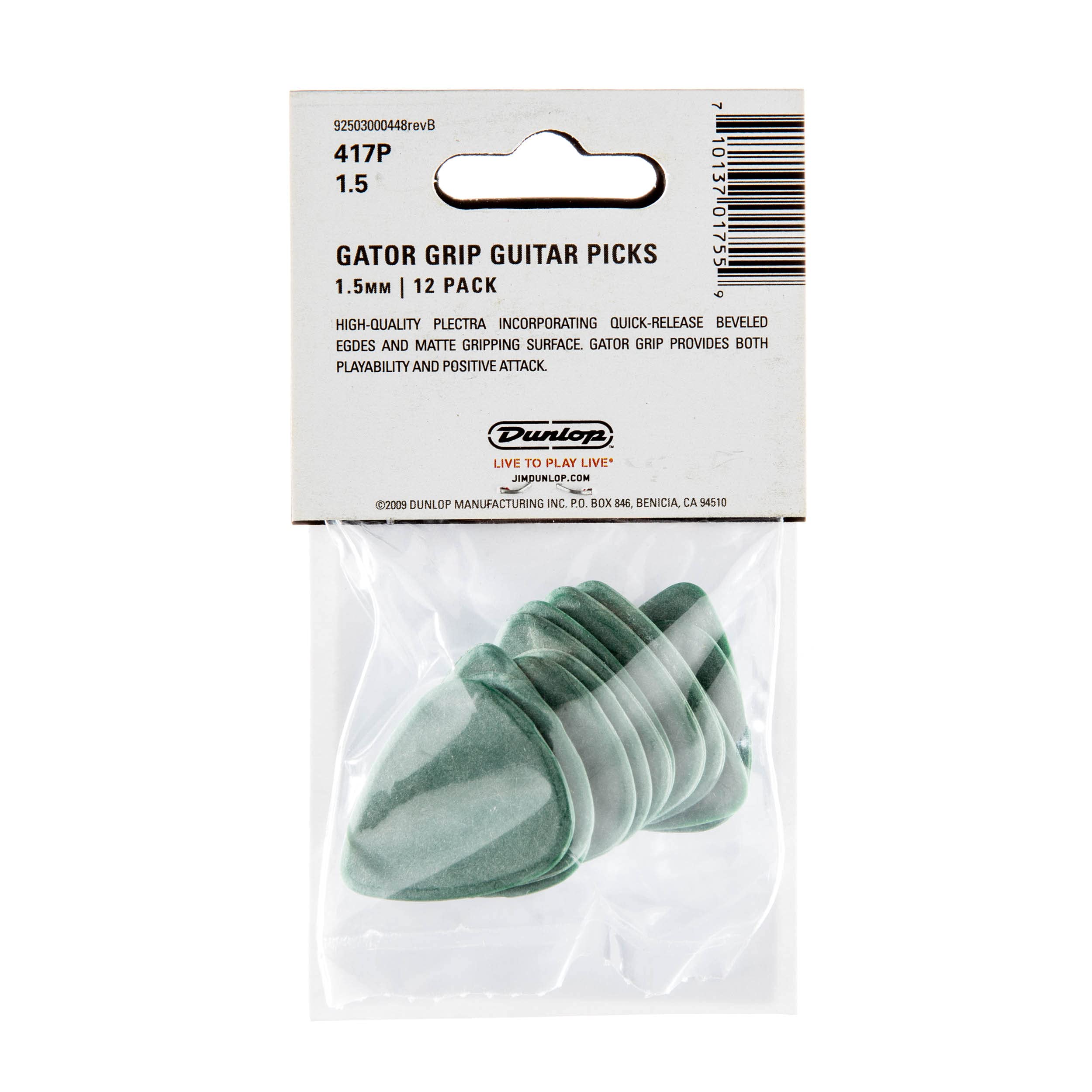 Dunlop Gator Grip Pick 1.5Mm, 12 Pack