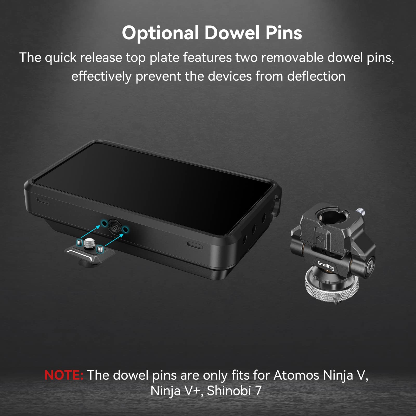 Smallrig Quick Release Camera Monitor Mount With Cold Shoe, Supports Swivel 360 And Tilt 170 Adjustable, Drop-In Hawklock Camera