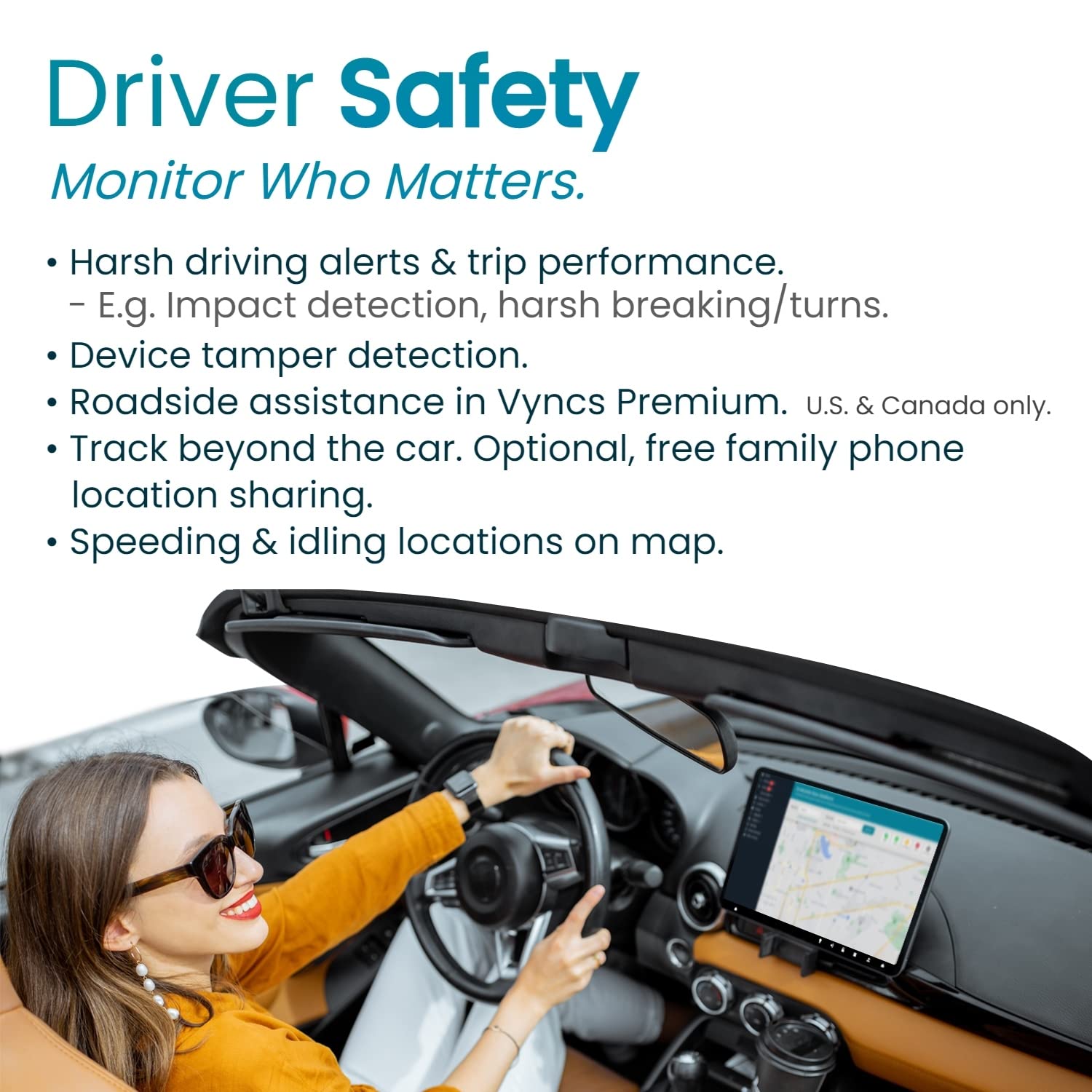 Vyncs   Gps Tracker For Vehicles, [No Monthly Fee], 4G Lte, Vehicle Location, Trip History, Driving Alerts, Geofence, Fuel Econo