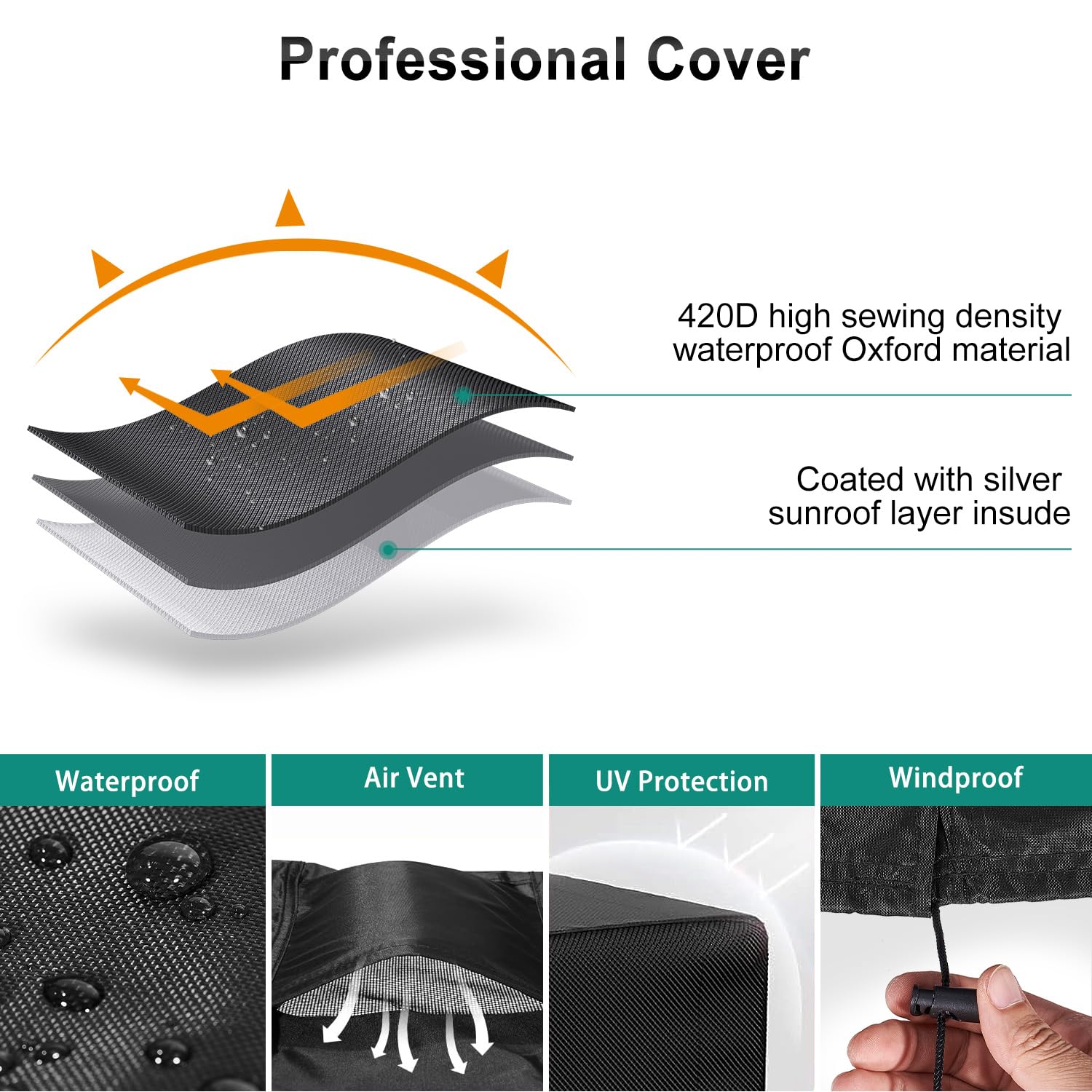 Brosyda Central Large Air Conditioner Cover For Outside Units, Waterproof & Windproof Outdoor Ac Units Cover Black (32 ''X32 ''X