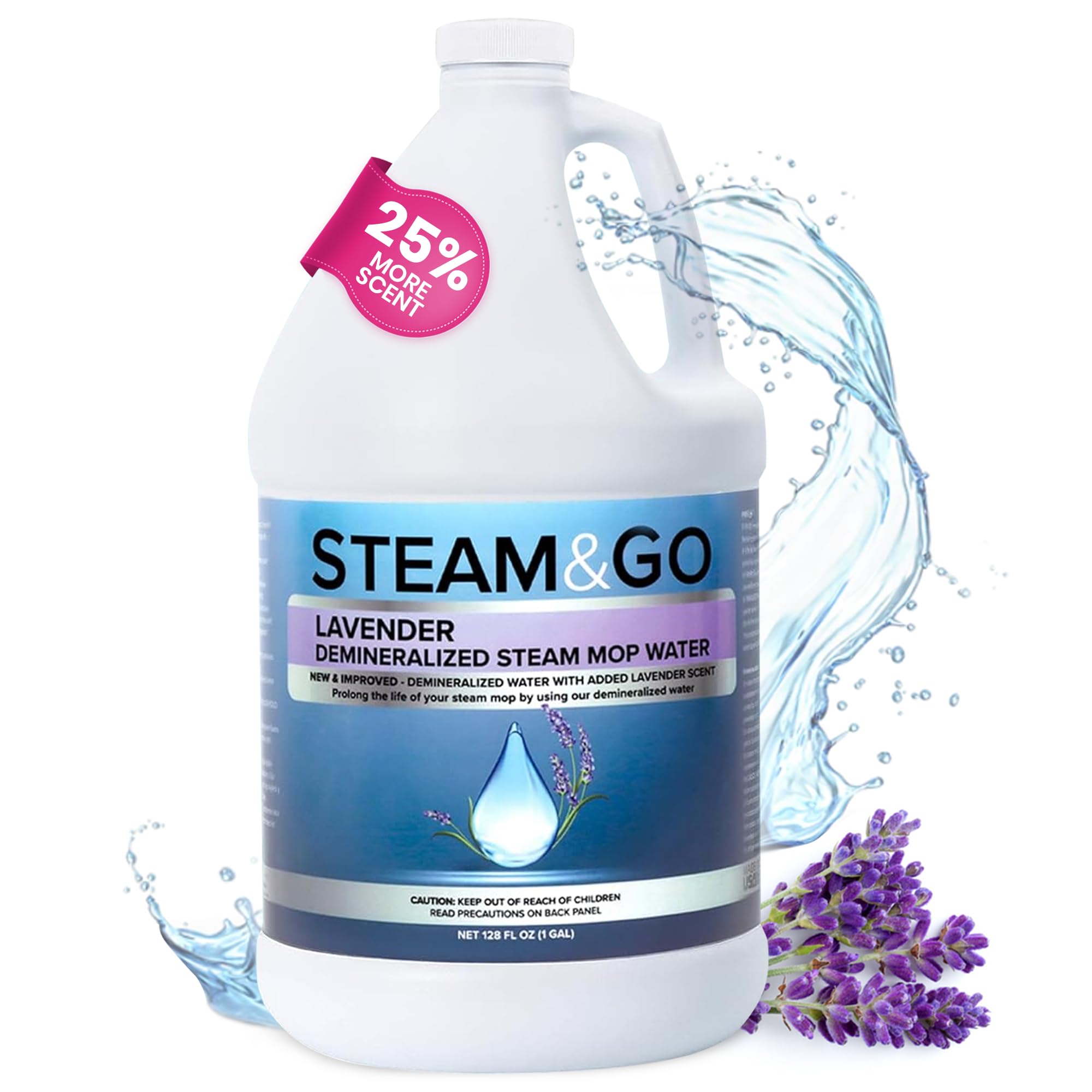 Steam And Go Demineralized Water   Lavender Scent   Cleaning Solution For Steam Mop, Floor Cleaner Solution, & More   Ready To U