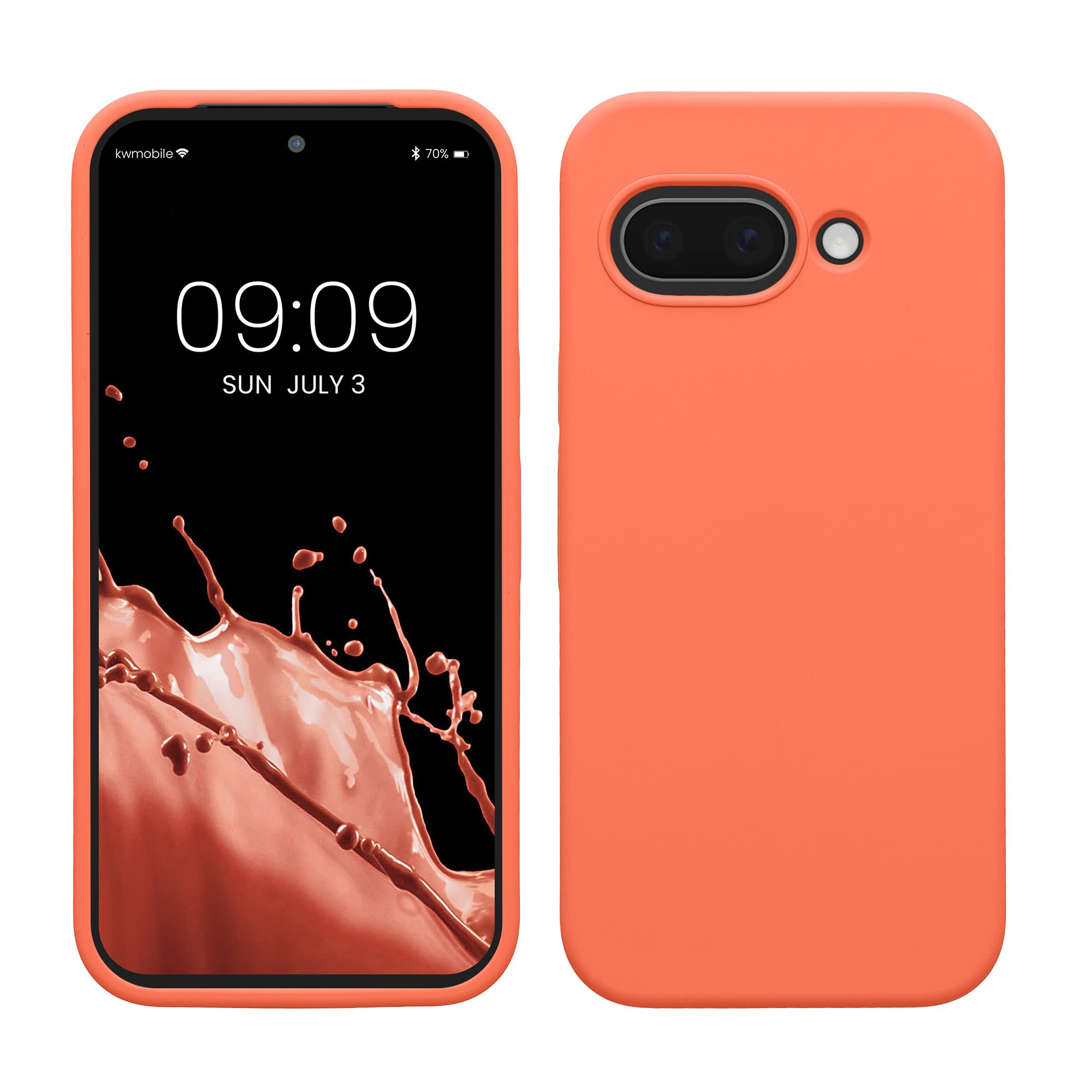 kwmobile Case Compatible with Google Pixel 9a Case - TPU Silicone Phone Cover with Soft Finish - Vivid Coral