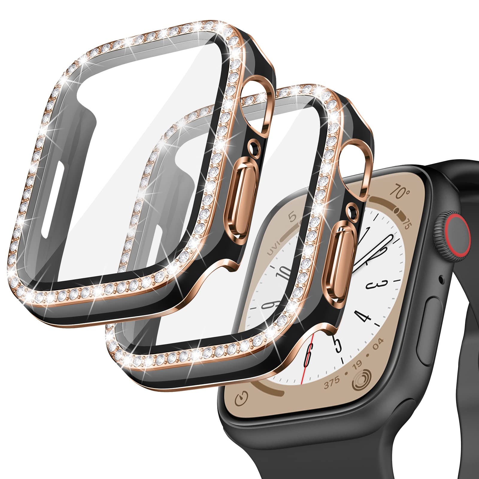 Goton 2 Pack Bling Case For Apple Watch Screen Protector 40Mm Se (2Nd Gen) Series 6 5 4, Women Glitter Diamond Rhinestone Bumper