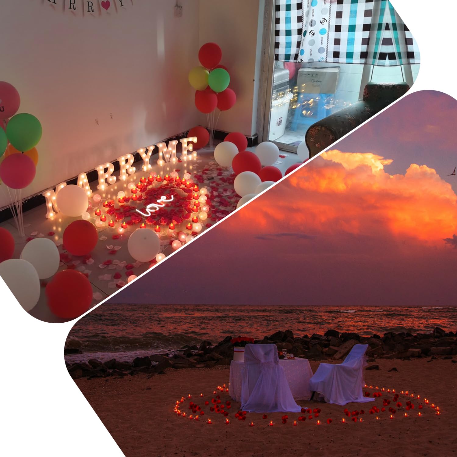 Koaby 2000Pcs Artificial Rose Petals With Led Tea Lights Kit, For Special And Romantic Night Valentine Wedding Decor(2000Pcs Art