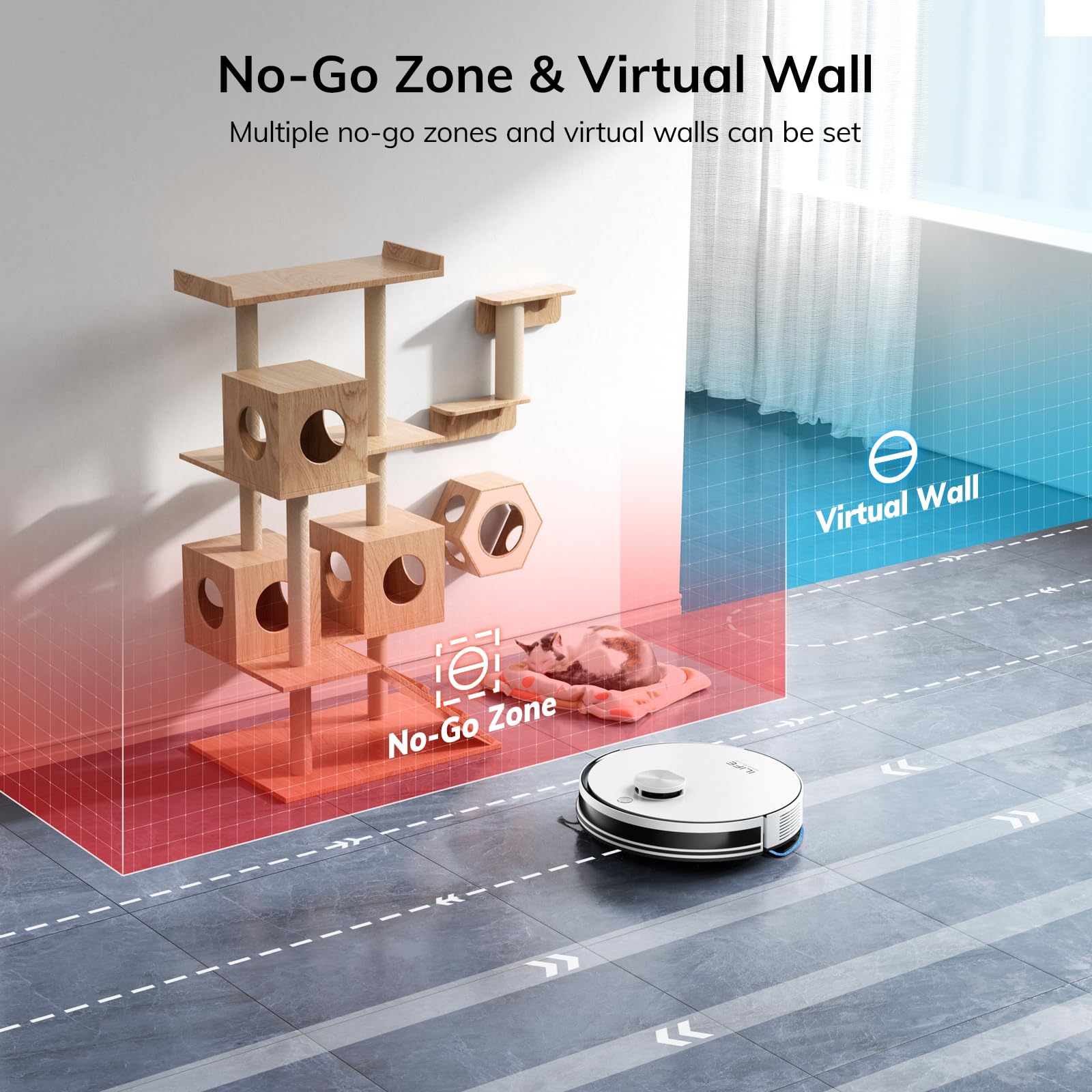 Ilife A30 Pro Robot Vacuum And Mop, Self Emptying Station For 60 Days, 5000Pa Suction, Lidar Navigation, No-Go Zones, 2.4G Wifi/