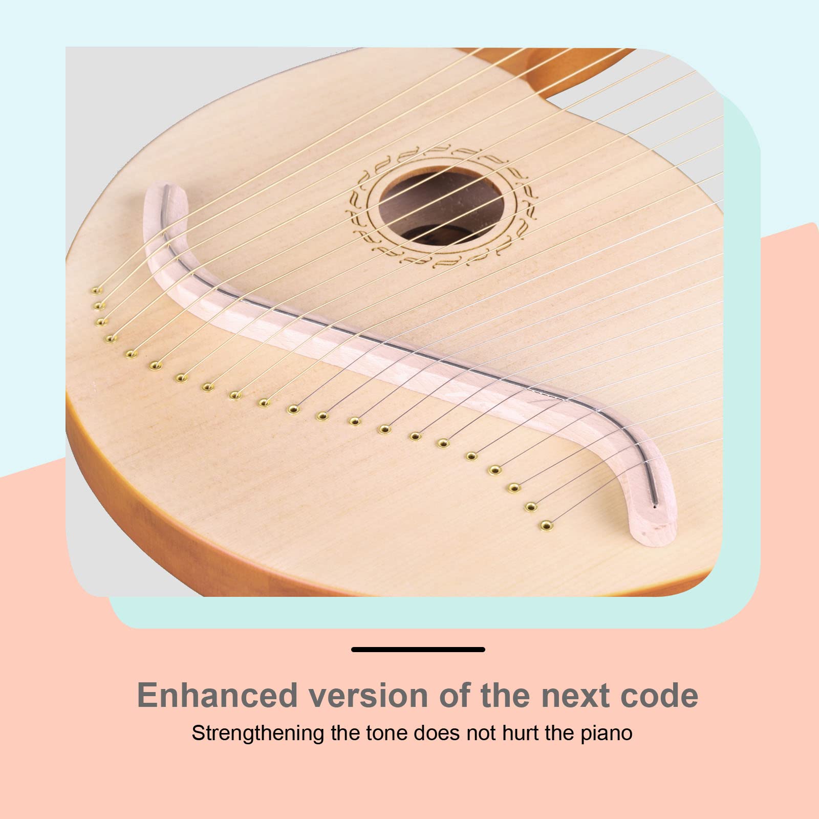 Mr.Power Lyre Harp, 21 Metal Strings Lyre Harp Gifts For Music Lovers, Beginners, Friend With Tuning Wrench, Replace String Set And Gig Bag (21 String, Natural Wood)