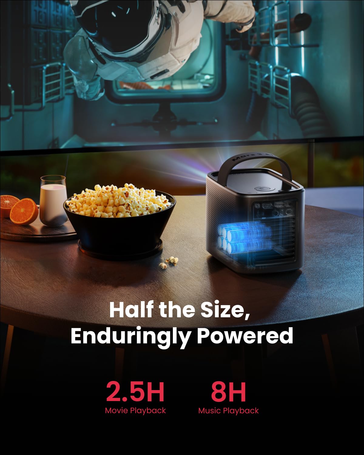 Nebula Mars 3 Air Gtv Projector   Netflix Officially Licensed, 400 Ansi Lumen Brightness, Native 1080P, Dolby Digital Sound,150