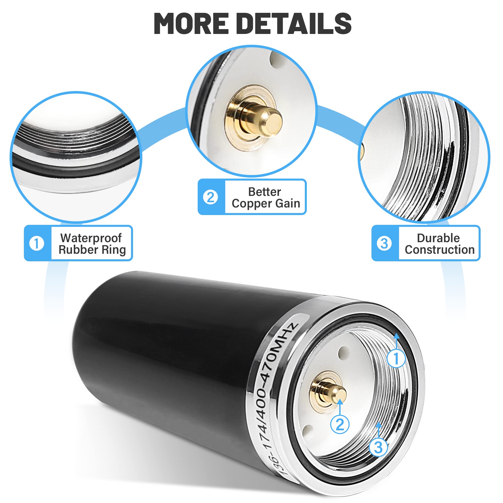Anina 3Db Gain Gmrs Antenna Nmo Mount, Dual Band Uhf Vhf 136 174Mhz 400 470Mhz, 3.5    Antenna Nmo Connection For Midland Car Tr